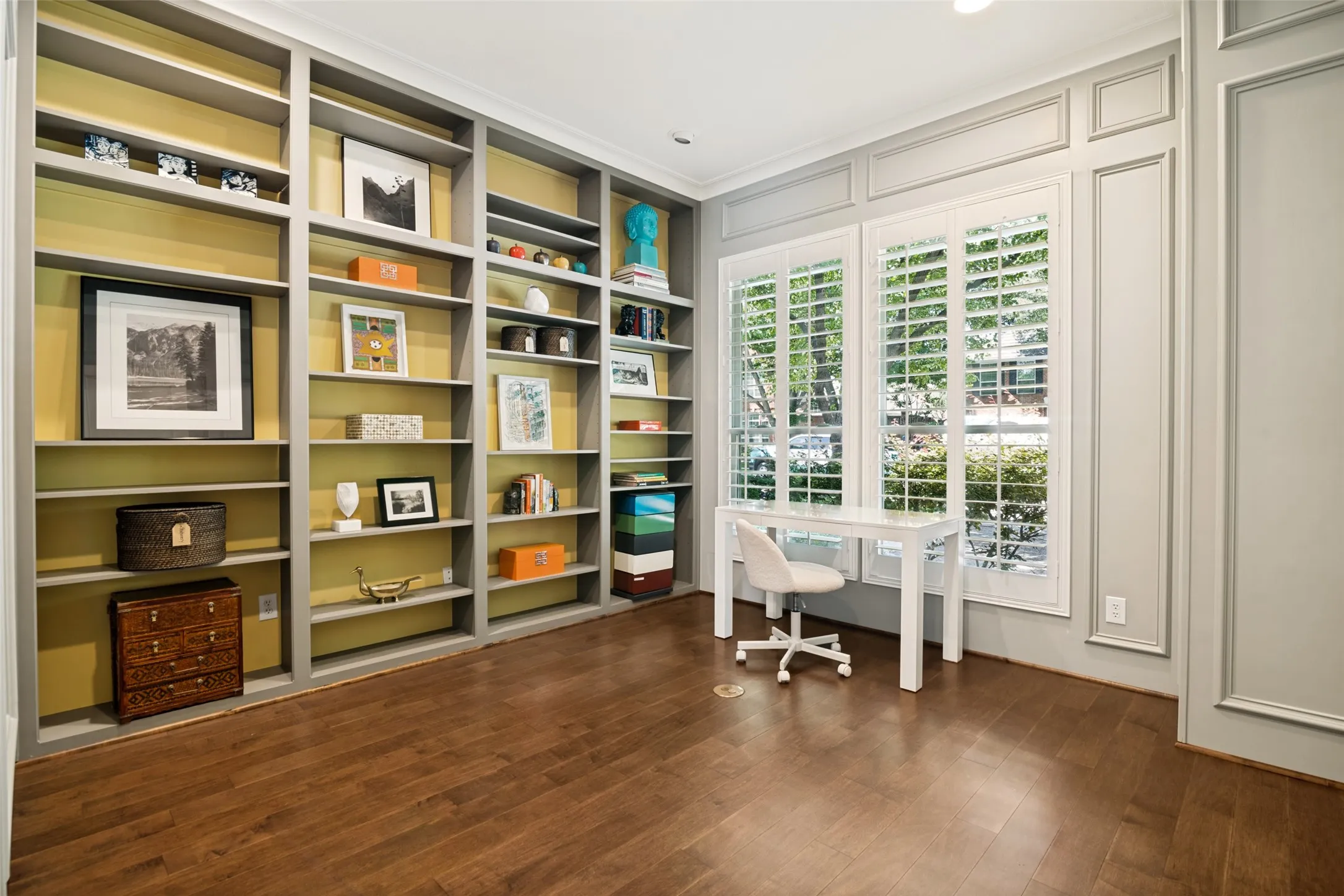 The fourth bedroom downstairs is split and currently configured as a study.