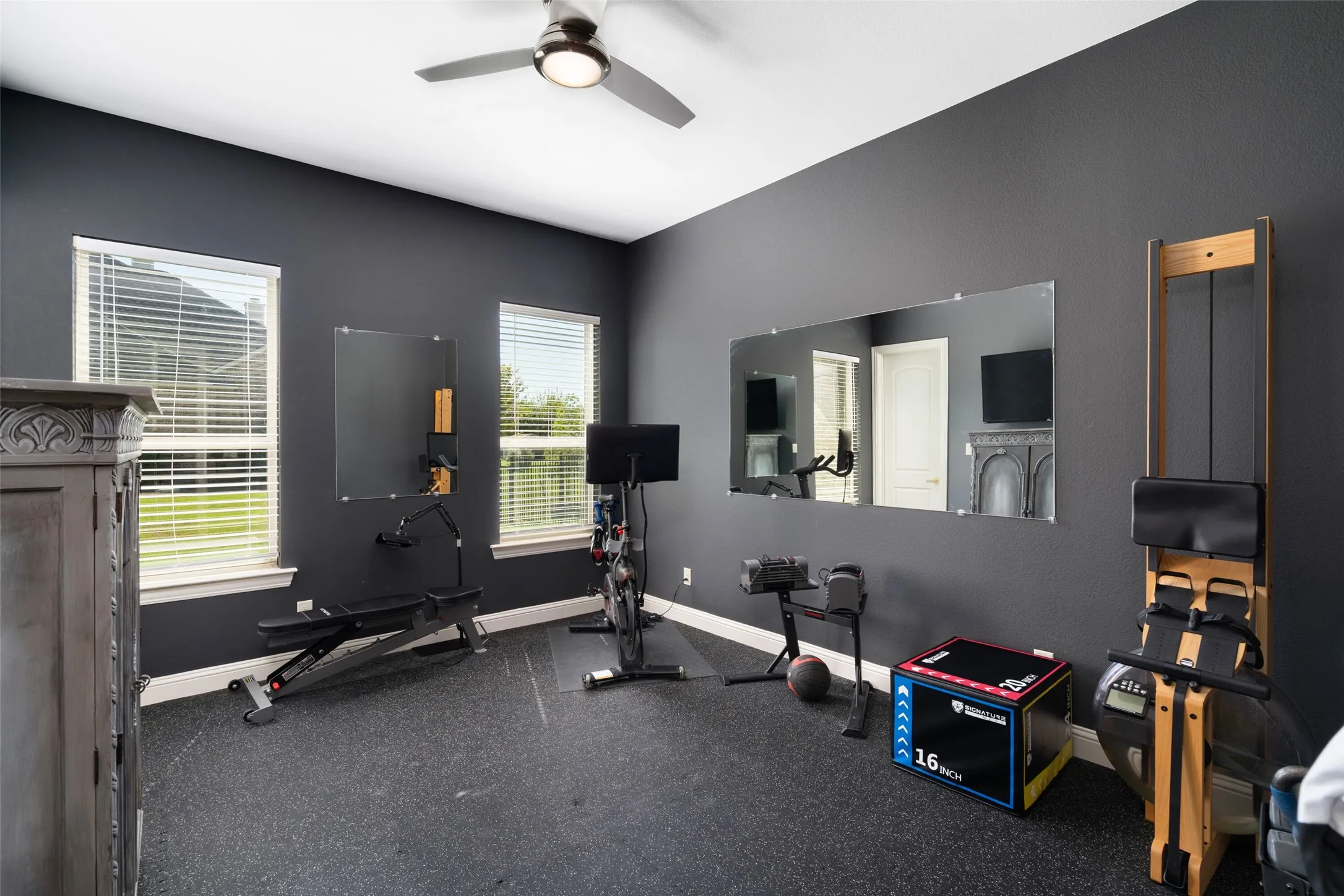 Bedroom used as exercise room