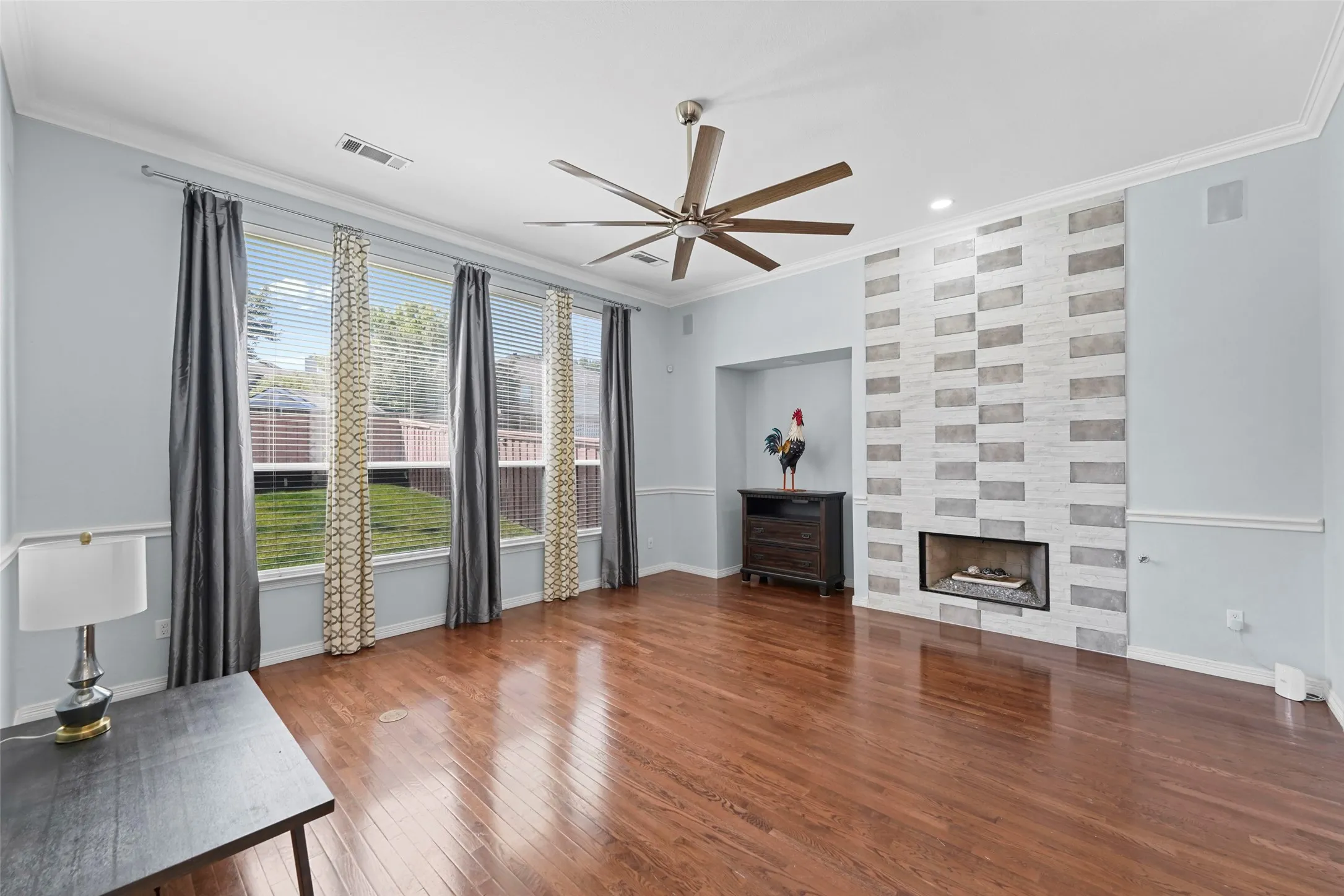 Family room with gas fireplace