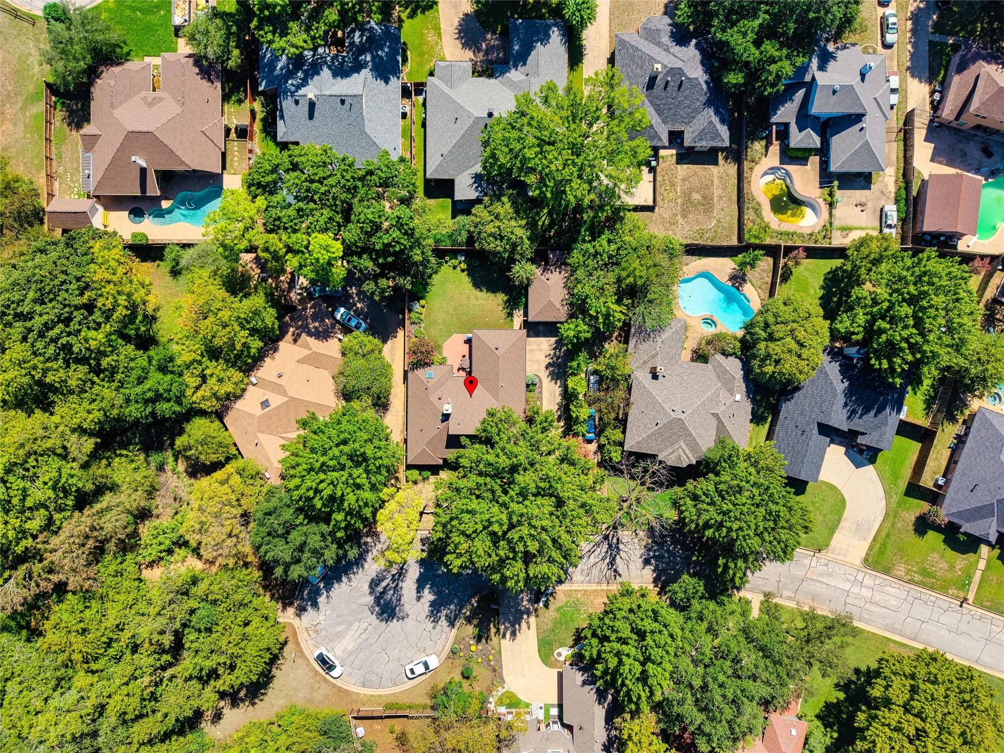 Tucked into a quiet little cul de sac neighborhood.