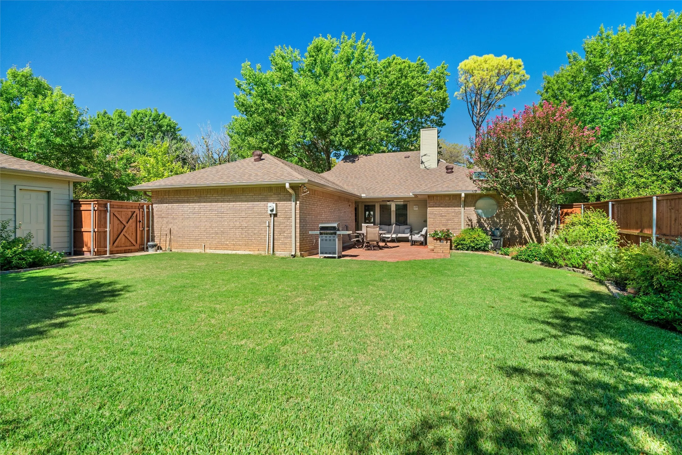 Large grassy yard.