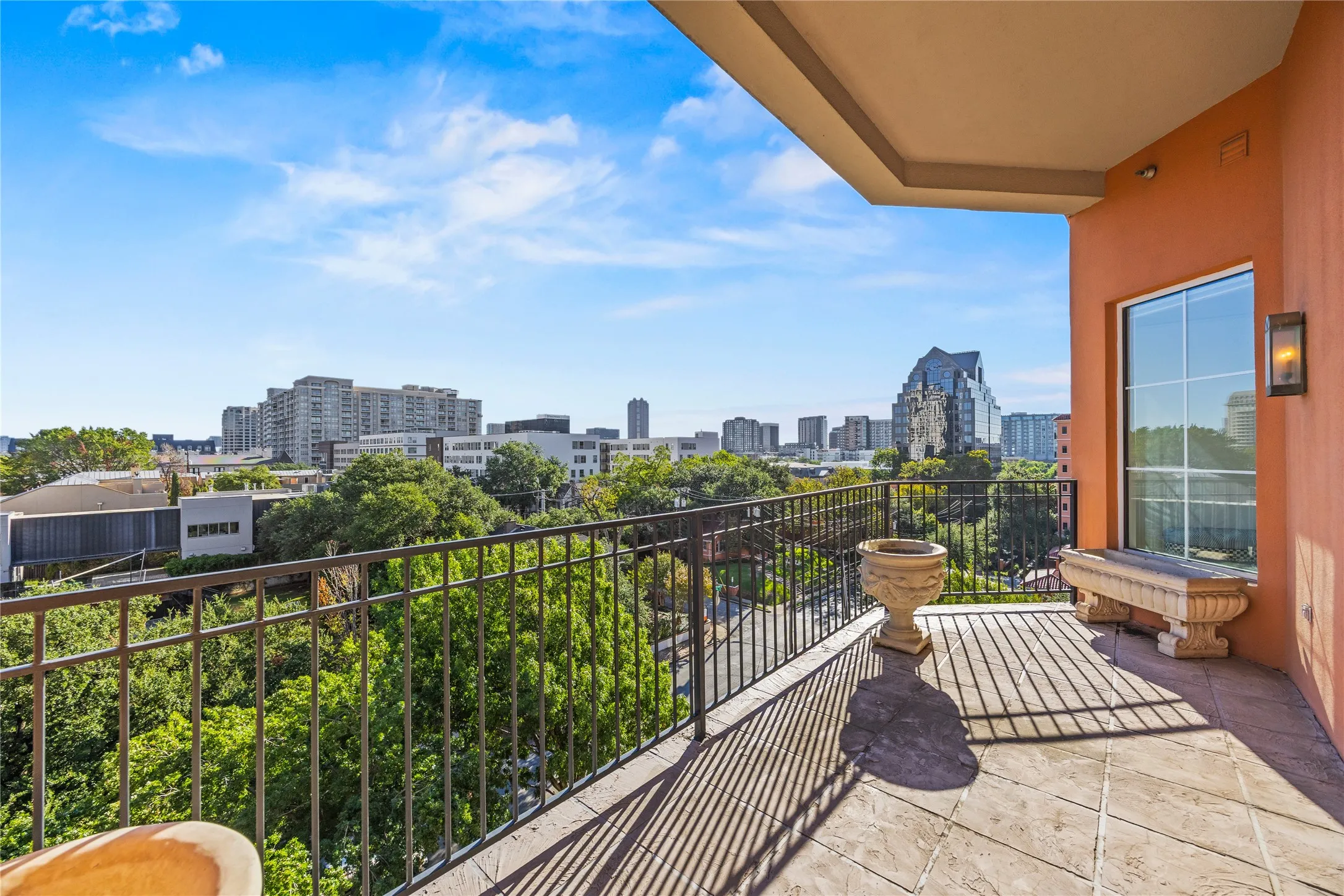 Spacious balcony featuring tile flooring and beautiful view