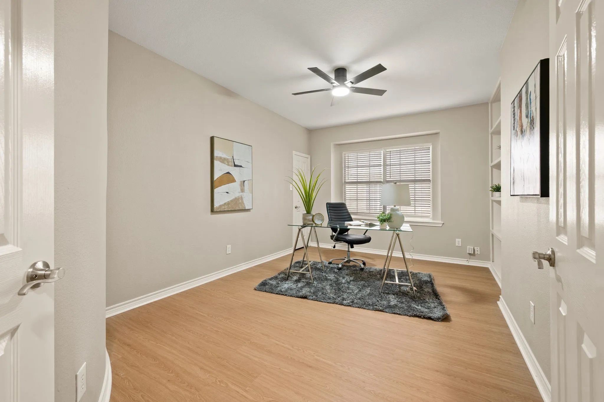 Working from home looks good here! Currently staged as an office, this versatile room could also be a secondary room if needed!