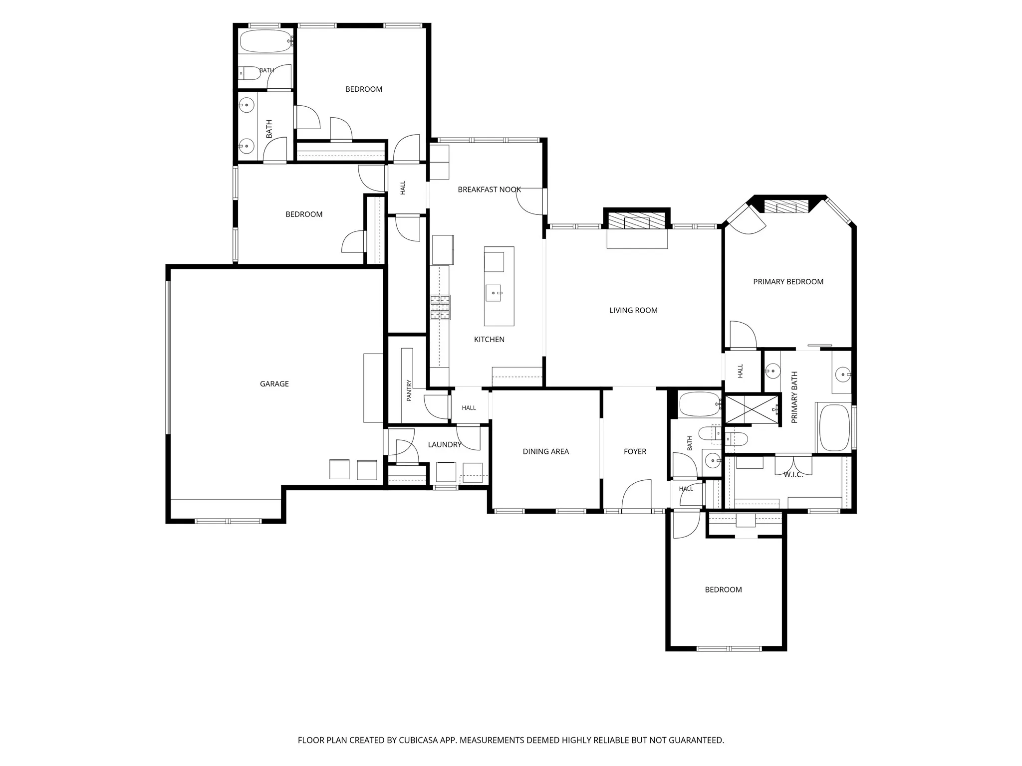 Note three-way split bedroom arrangement.