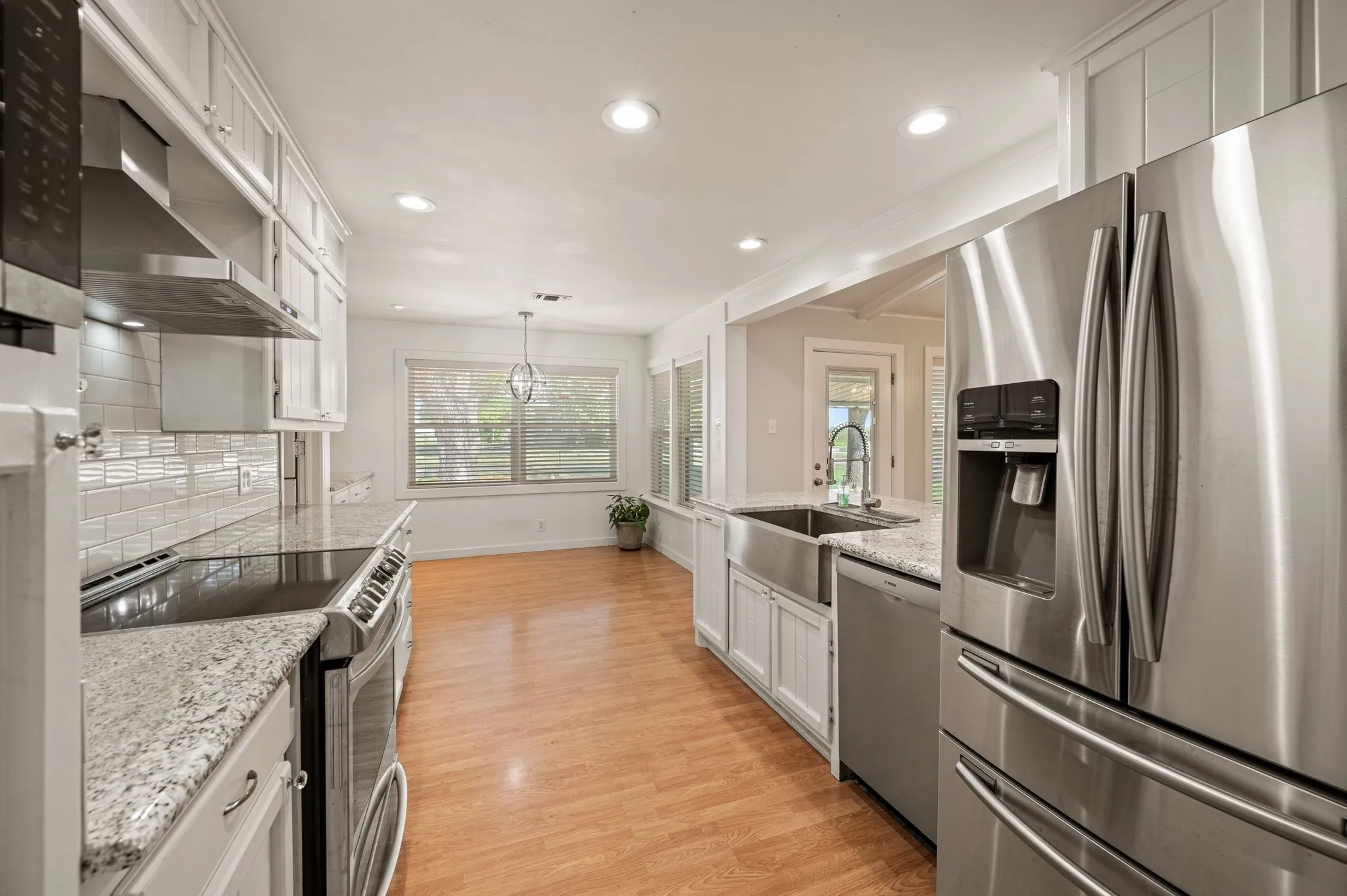 Breakfast nook with built-in buffet in kitchen