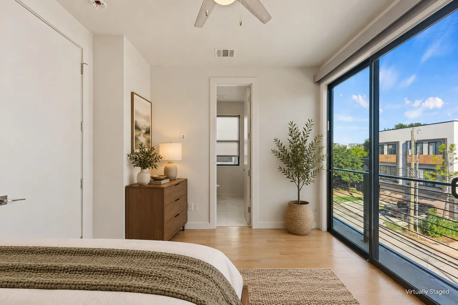 sliding glass open to private balcony