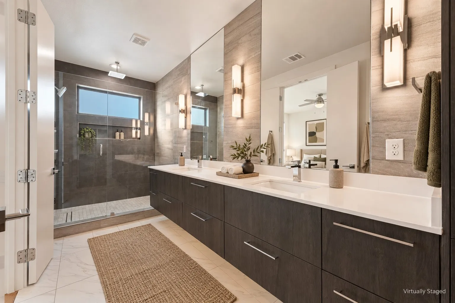 Primary suite with dual vanities