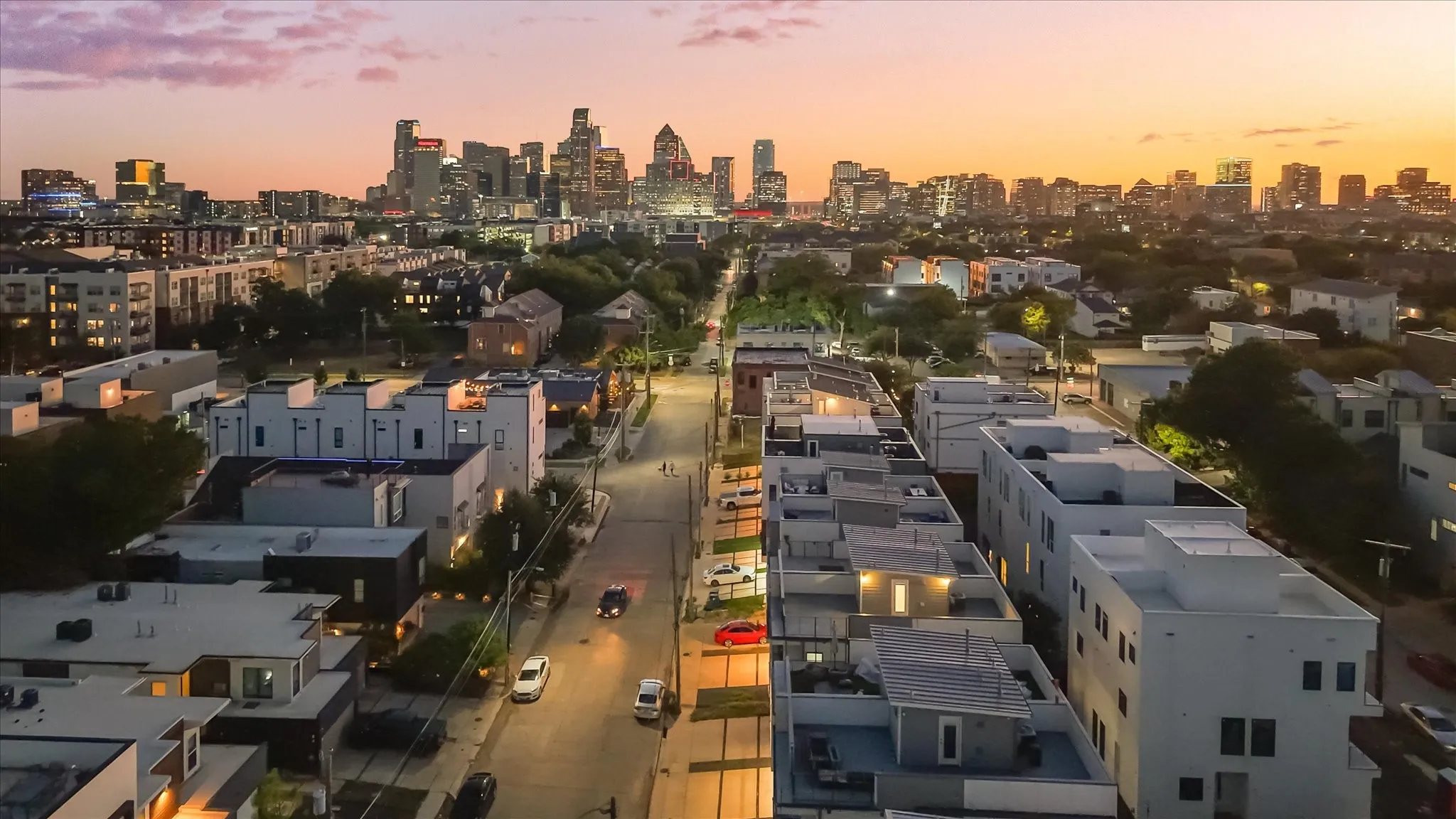 View looking south at city skyline