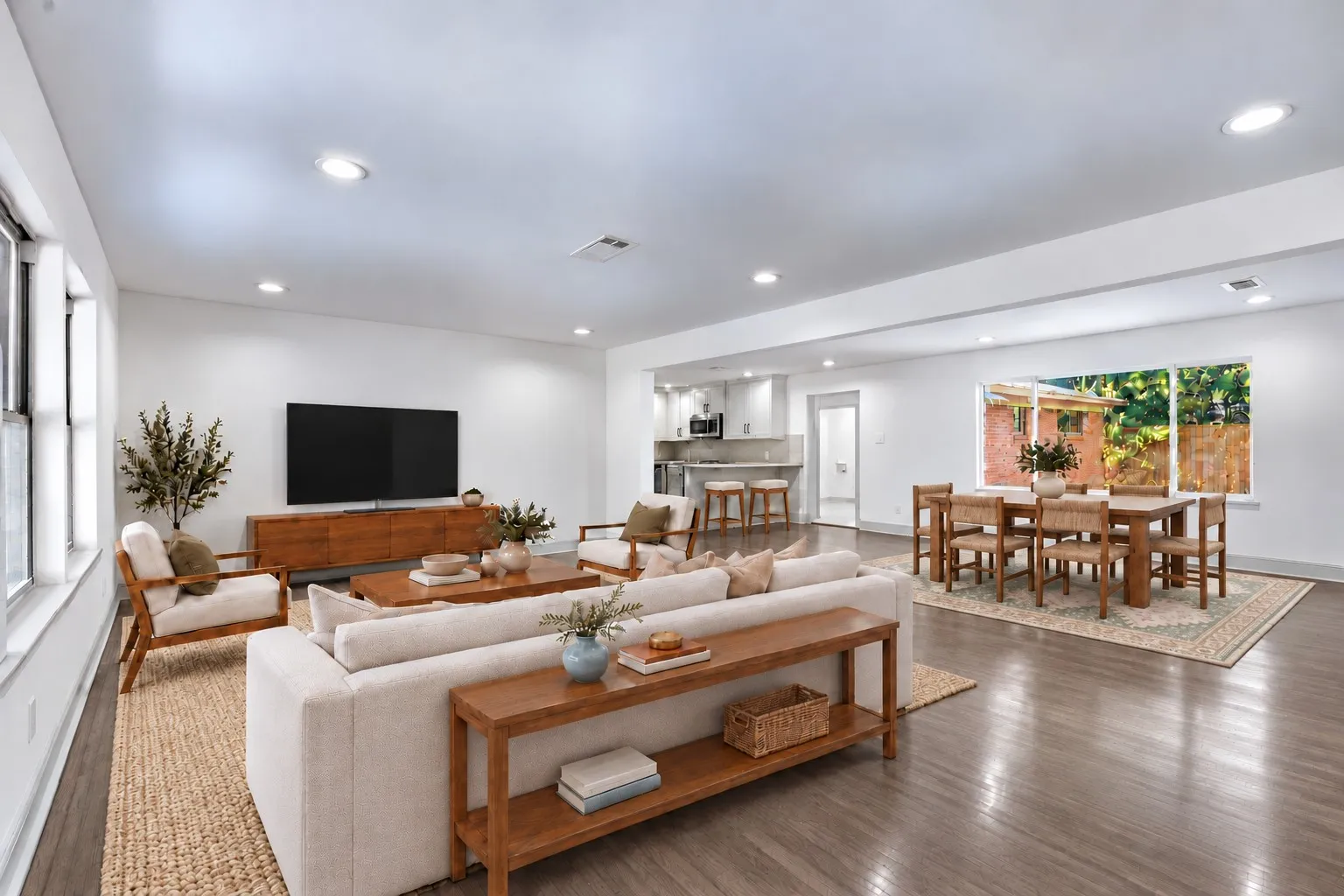 Virtually staged living and dining