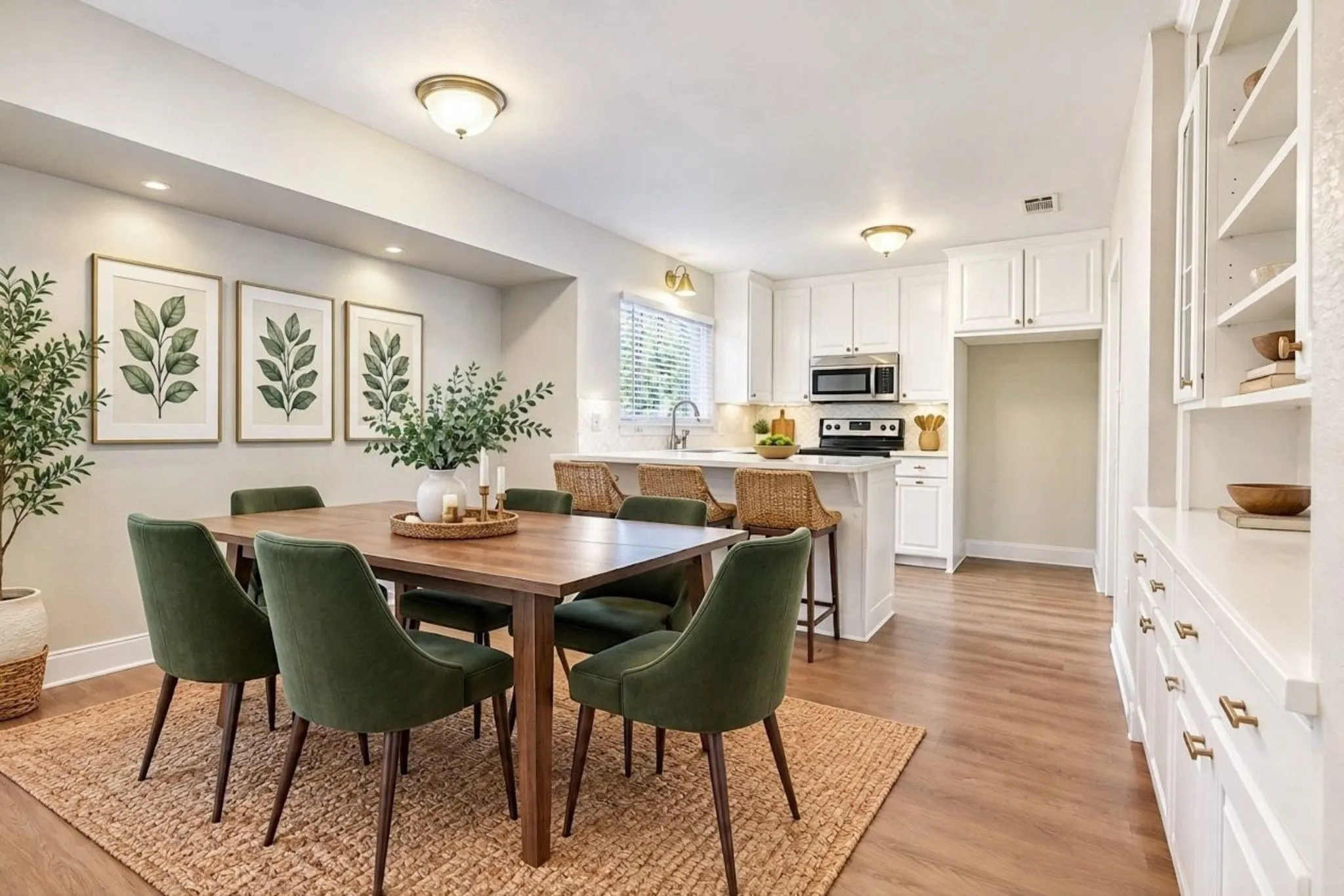 Virtually Staged Dining area and eat-in kitchen