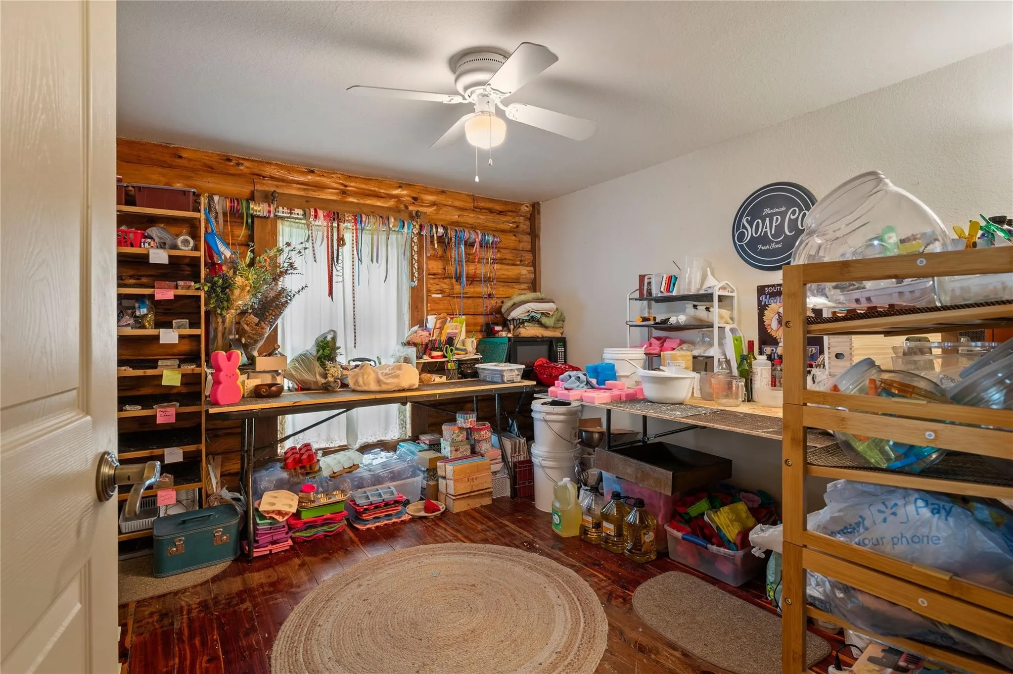 This bedroom is currently being used as a craft room.
