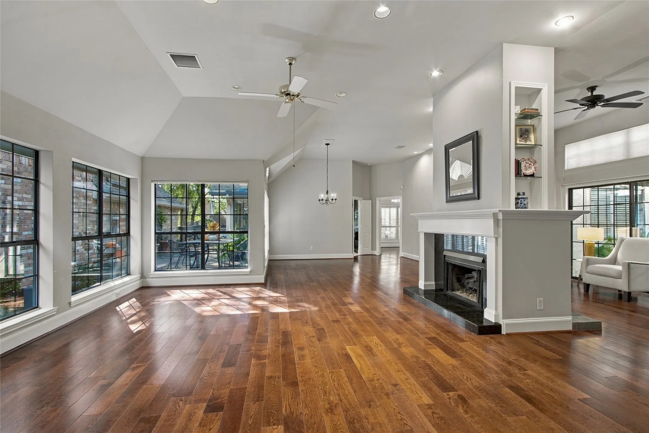 Open, light and bright with double sided fireplace!