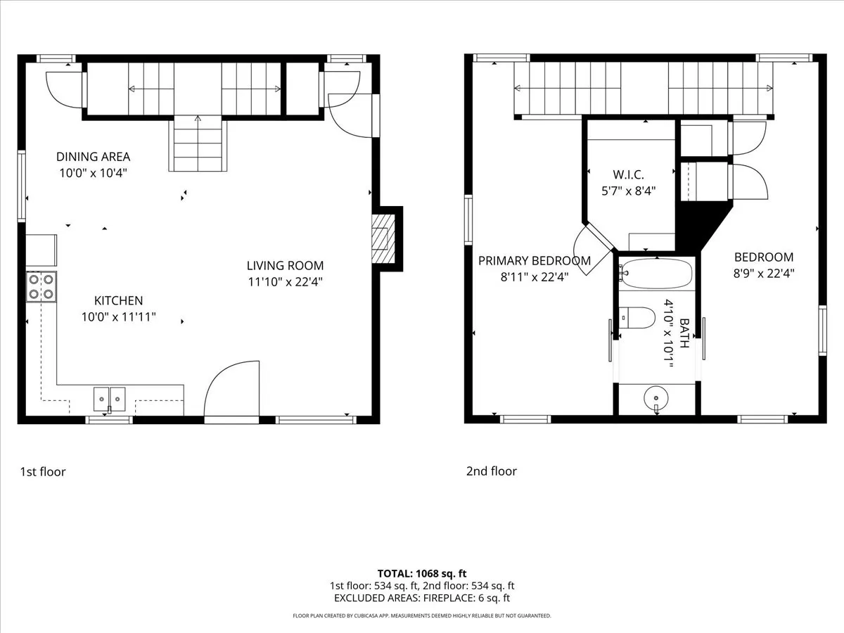 Lodge Floor plan- 2 story, 2 bed 1 bath