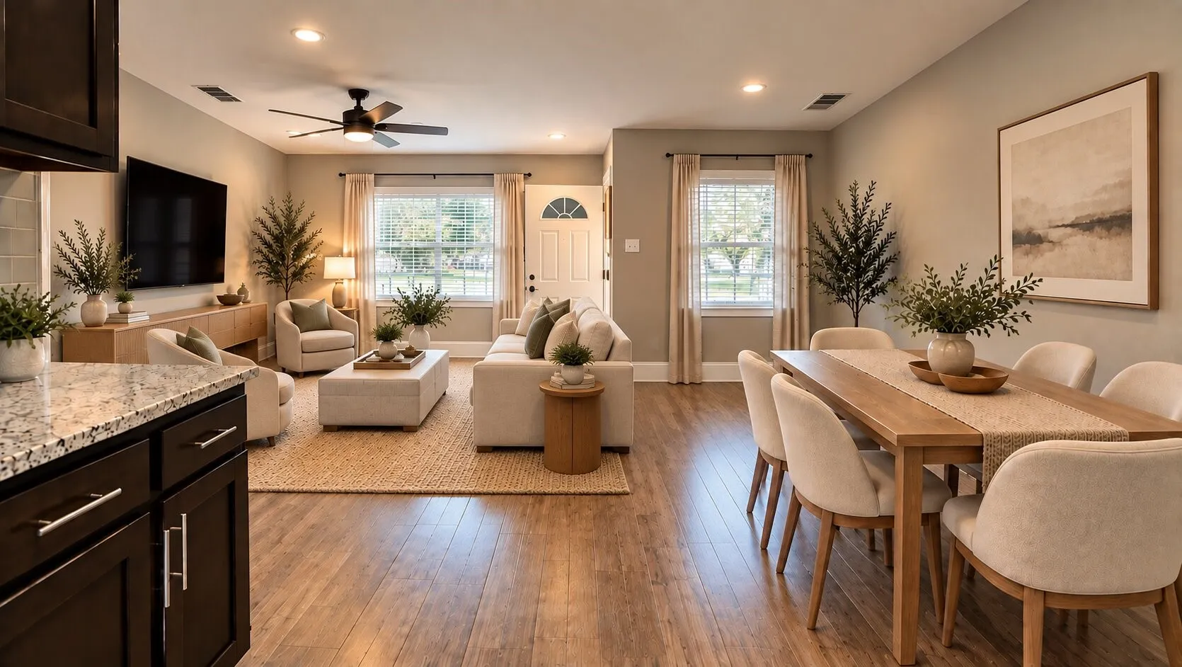 Living room / virtually staged.