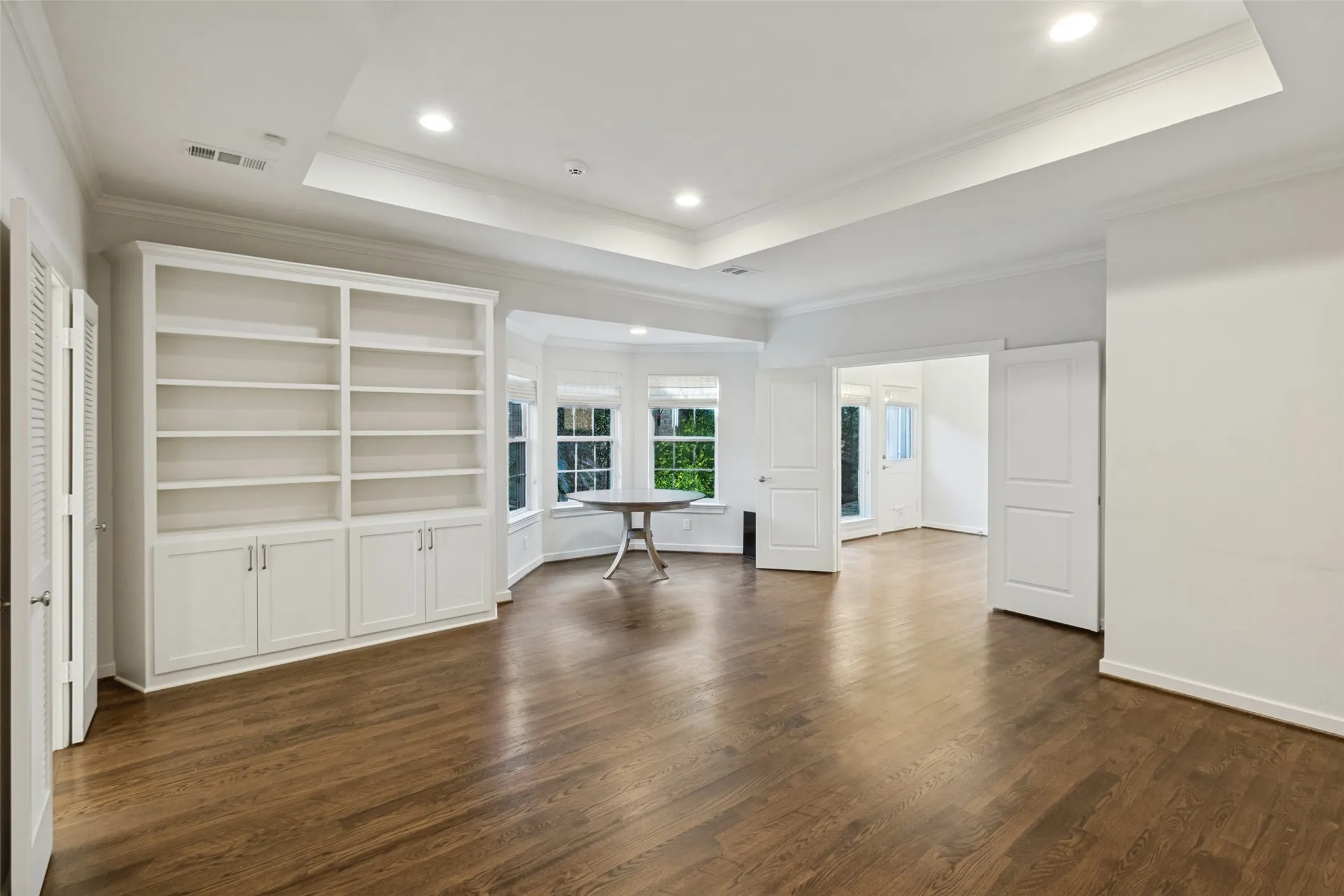 with built-ins and sitting area