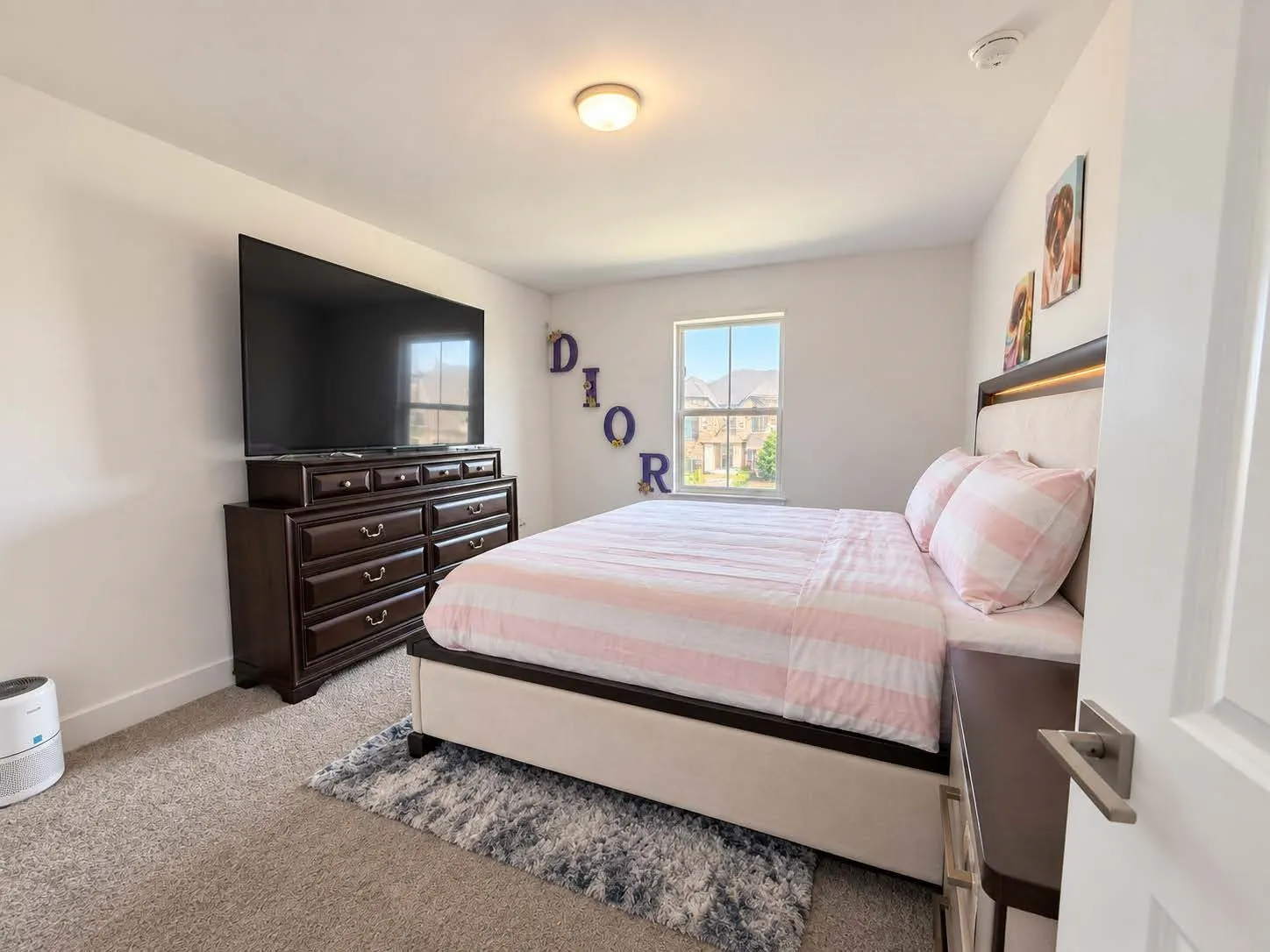 Neutral wall paint with carpet flooring