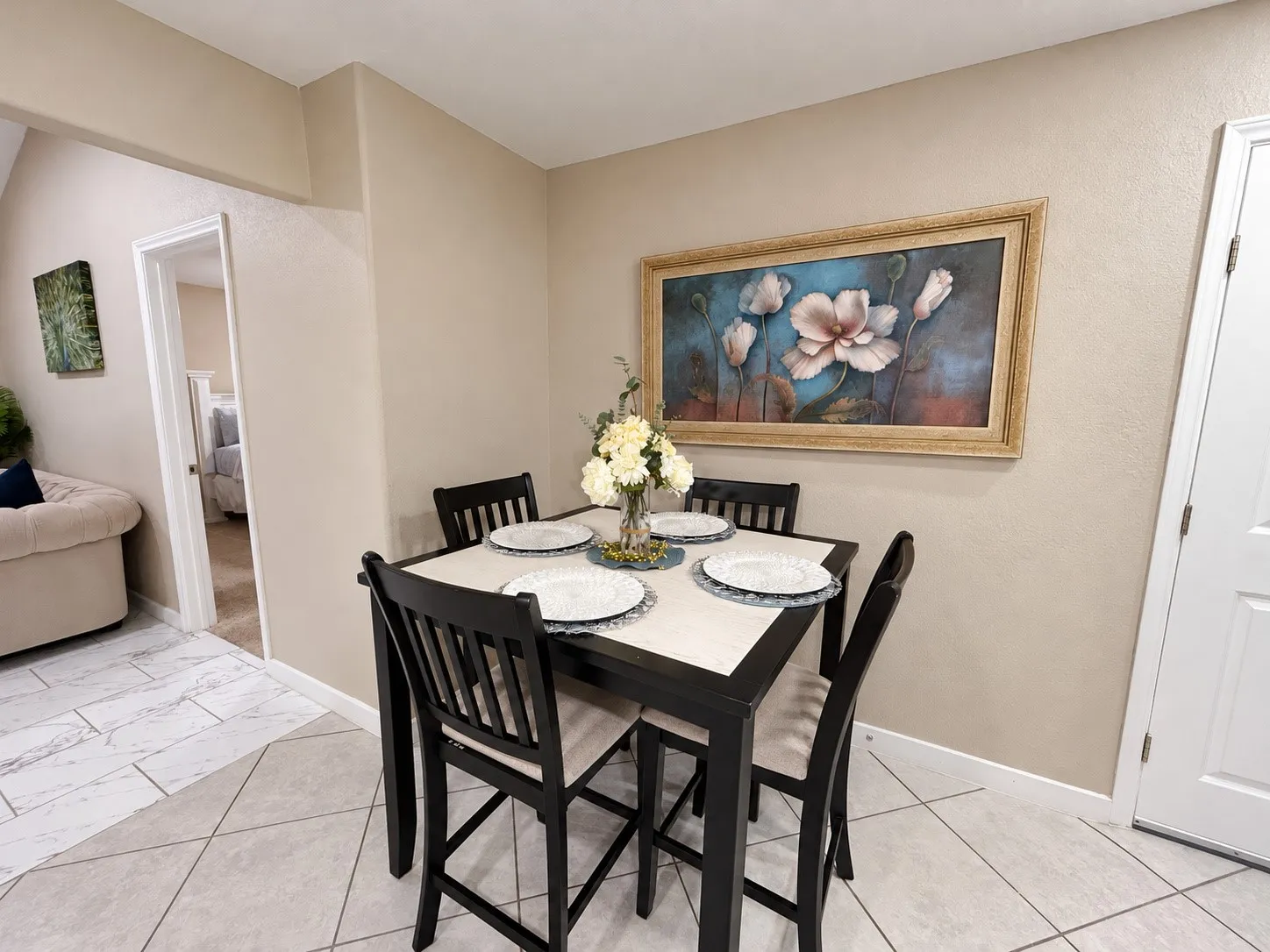 Light-colored walls with textured finish