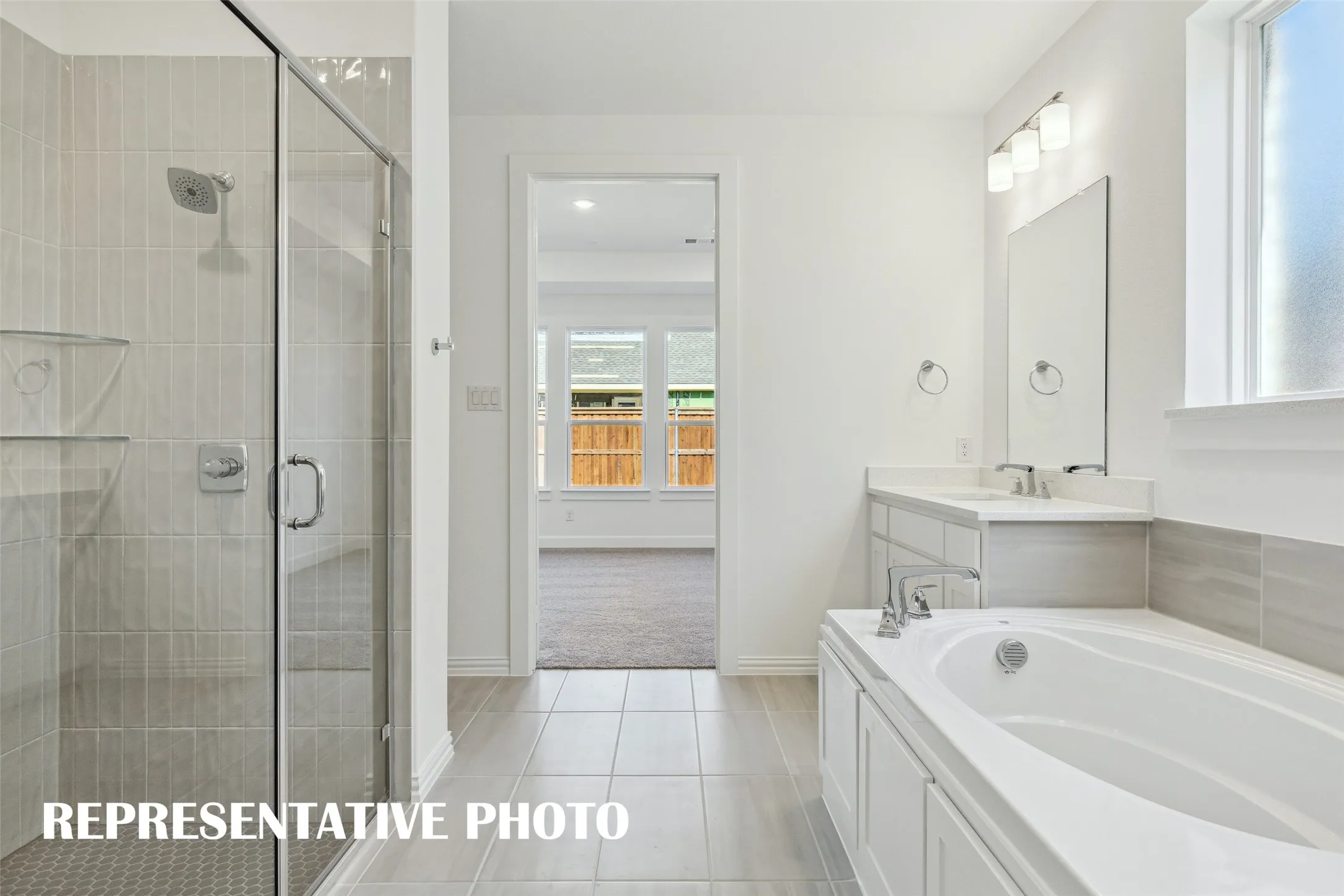 You'll enjoy long, luxurious showers in this oversized walk-in shower when you call this over the top owner's suite your own!  REPRESENTATIVE PHOTO