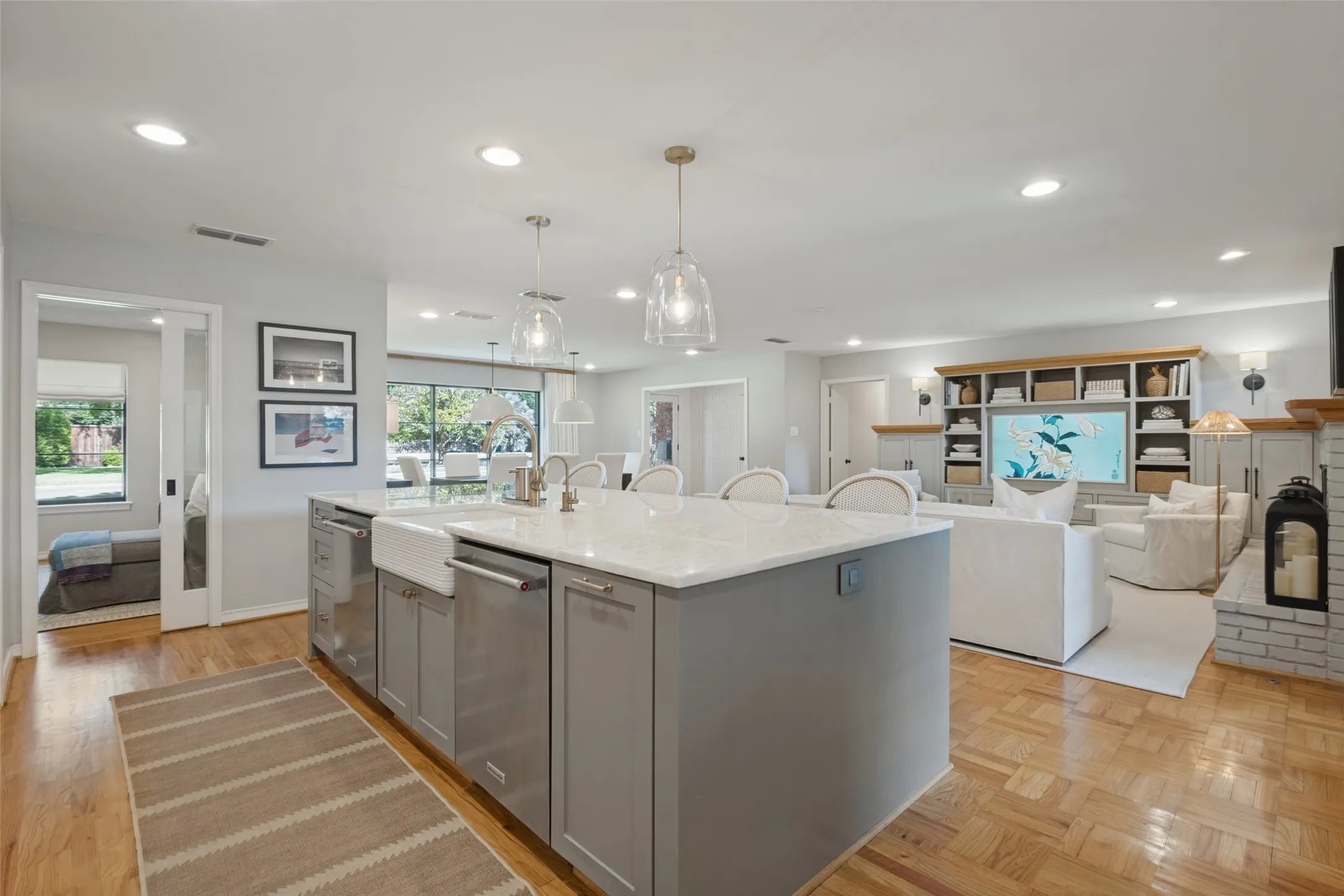 Flex space off kitchen to the left with glass pocket door.