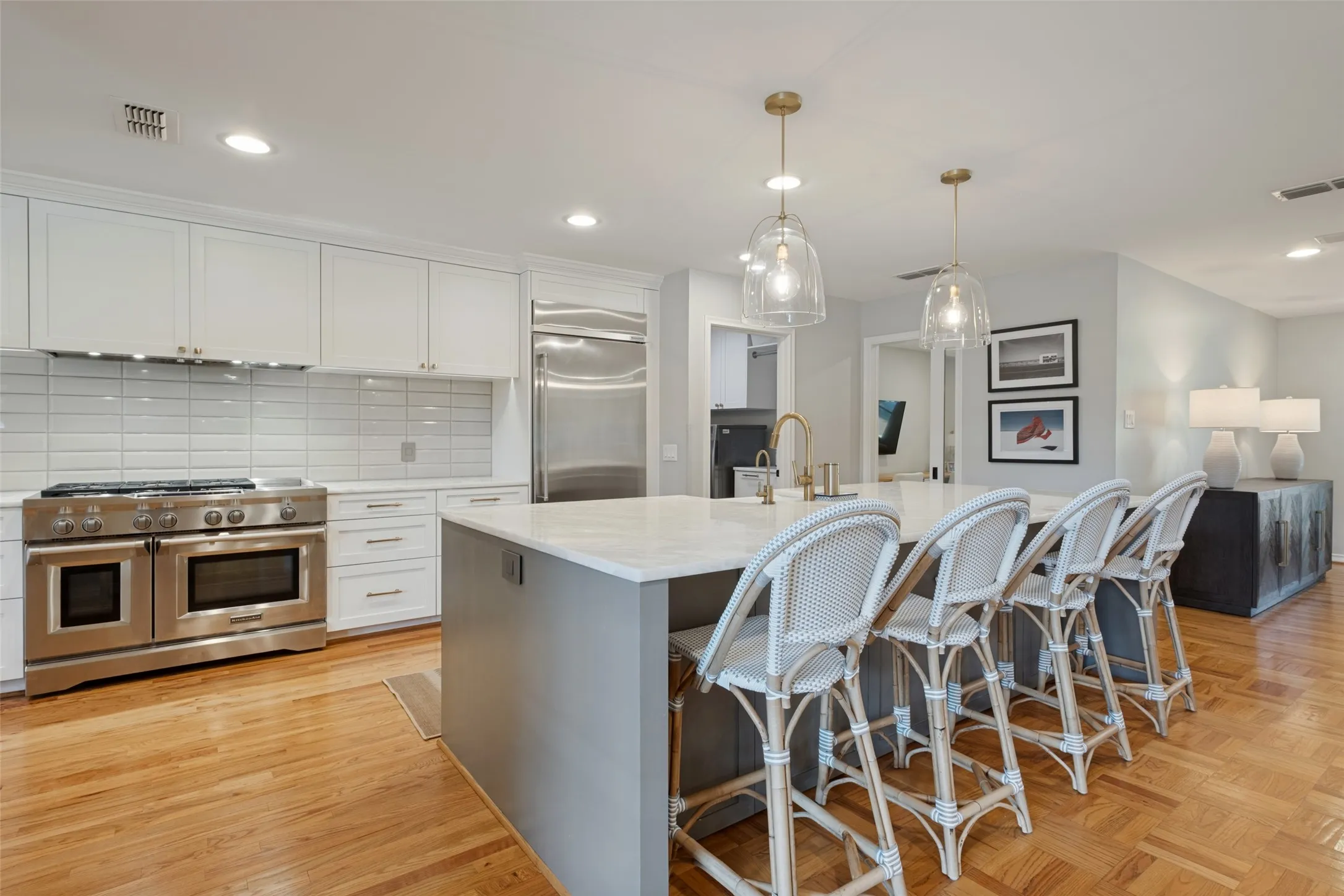 Built-in fridge plus gas range with double oven