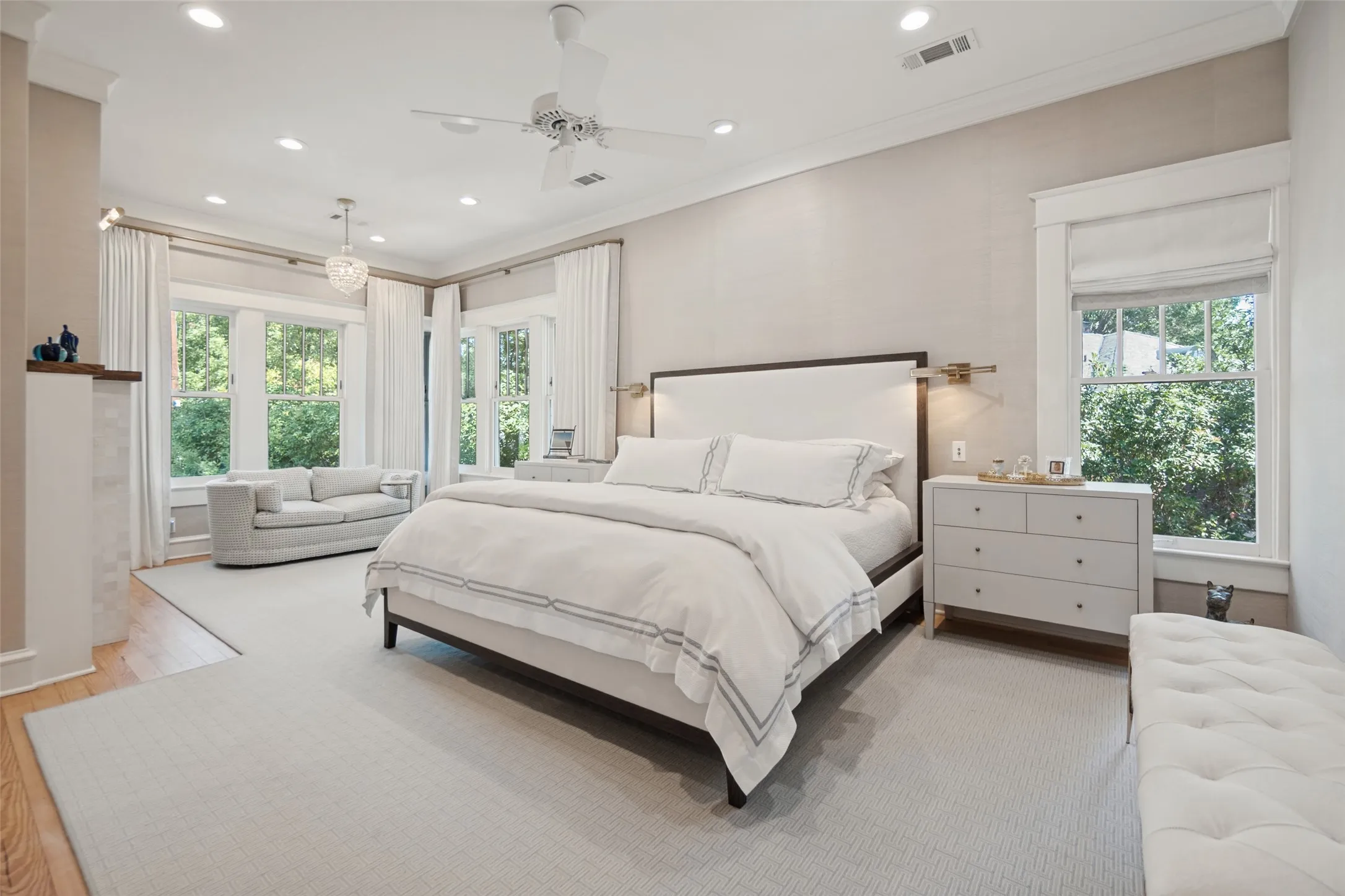 Primary Bedroom with Fireplace and sitting