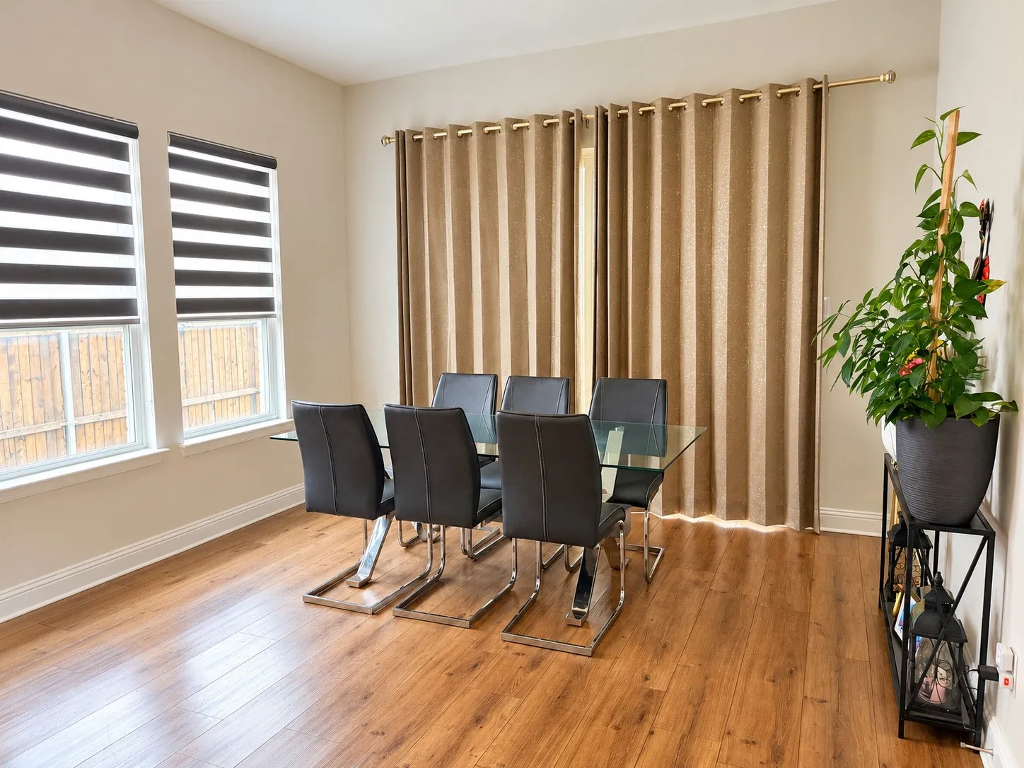 Wood-finish flooring throughout