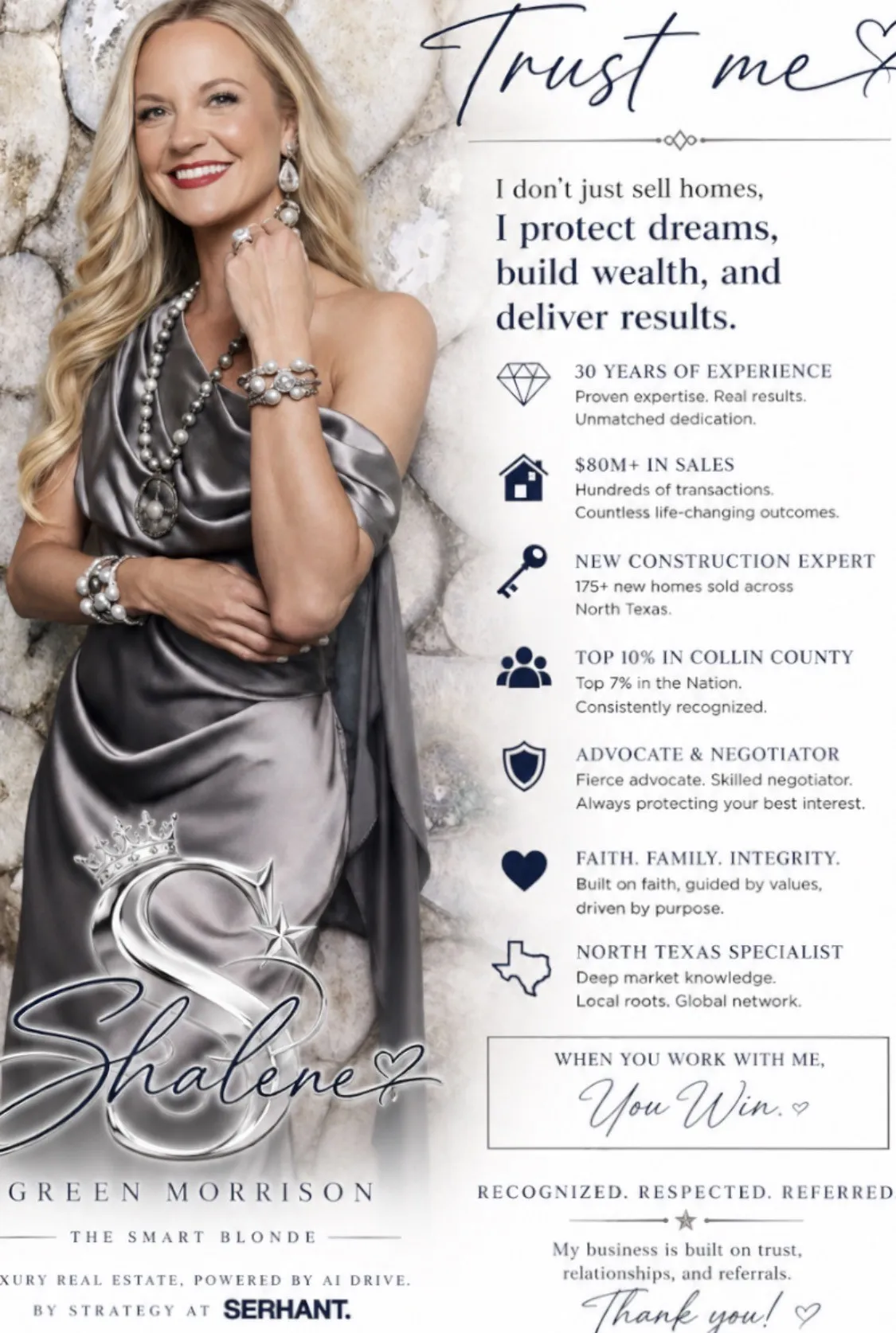 Real Estate Marketing Flyer. Highlighting professional services and qualifications of a real estate agent