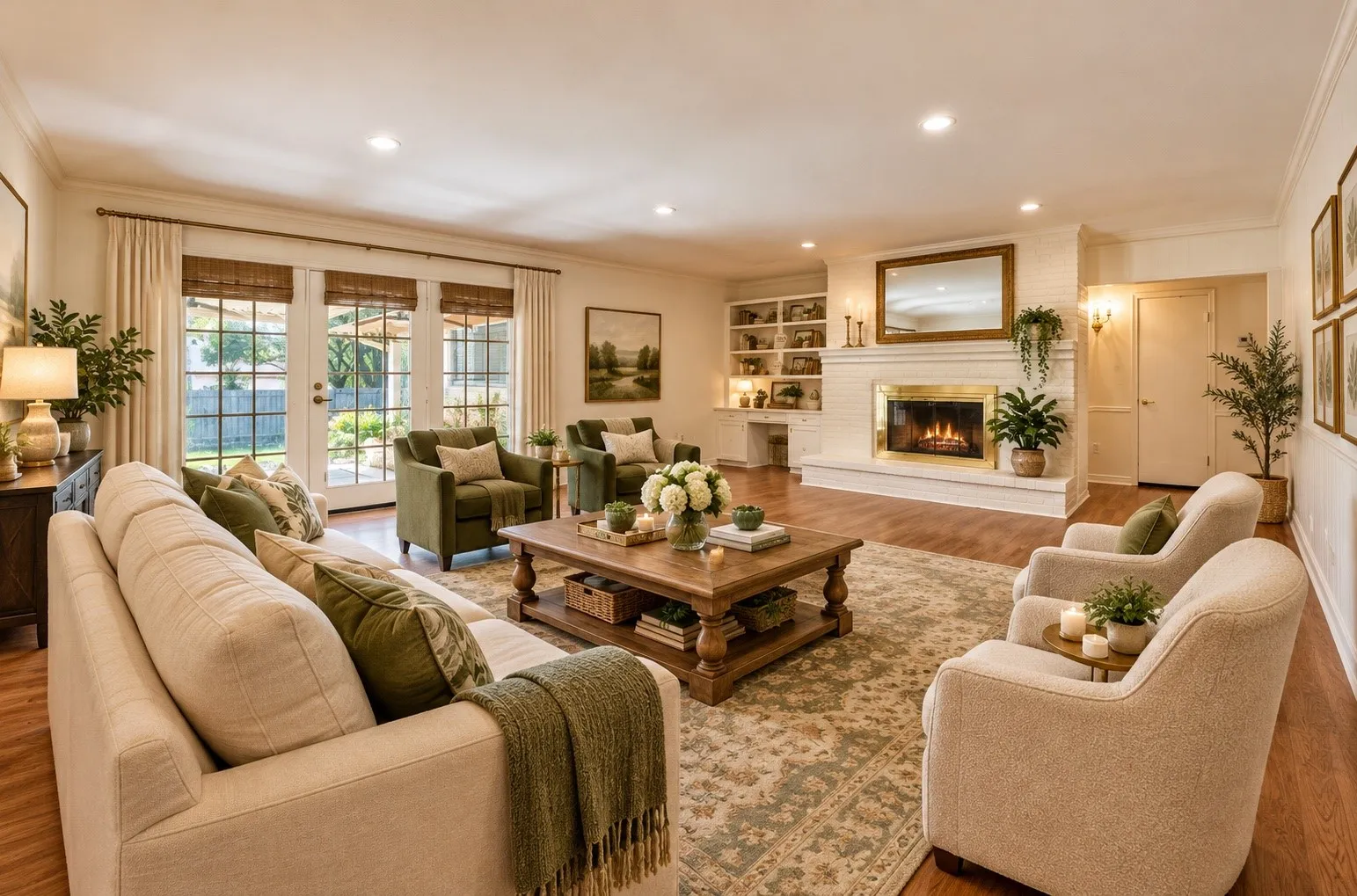 Virtually Staged, this large room can handle a large seating area.