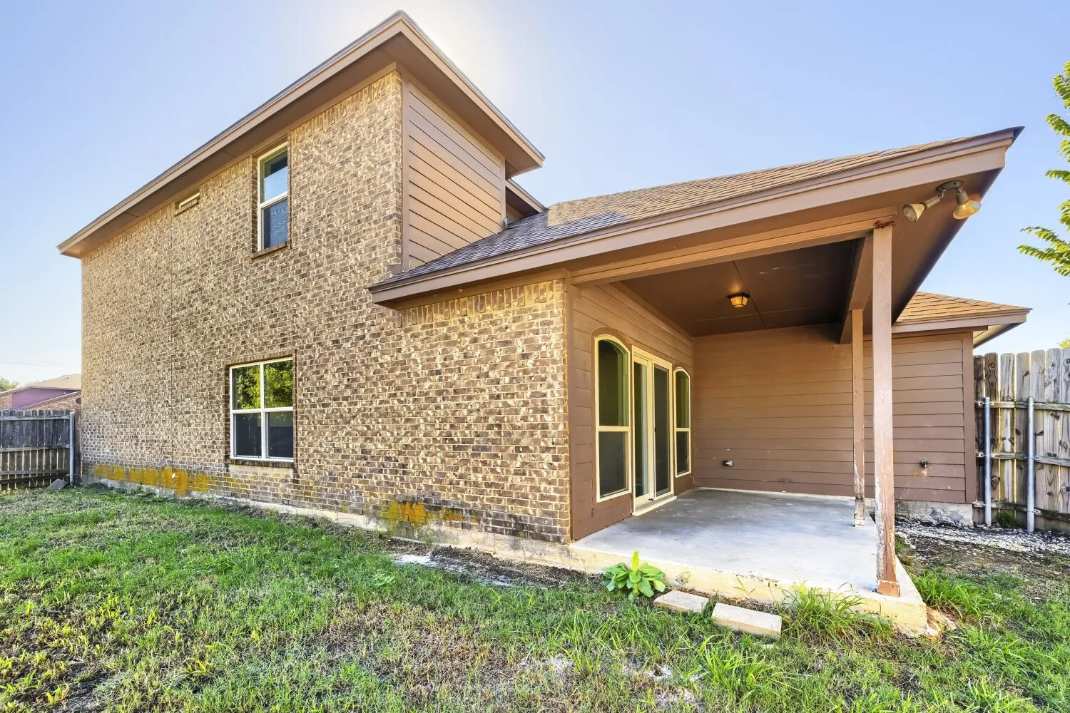 Brick exterior with multiple windows