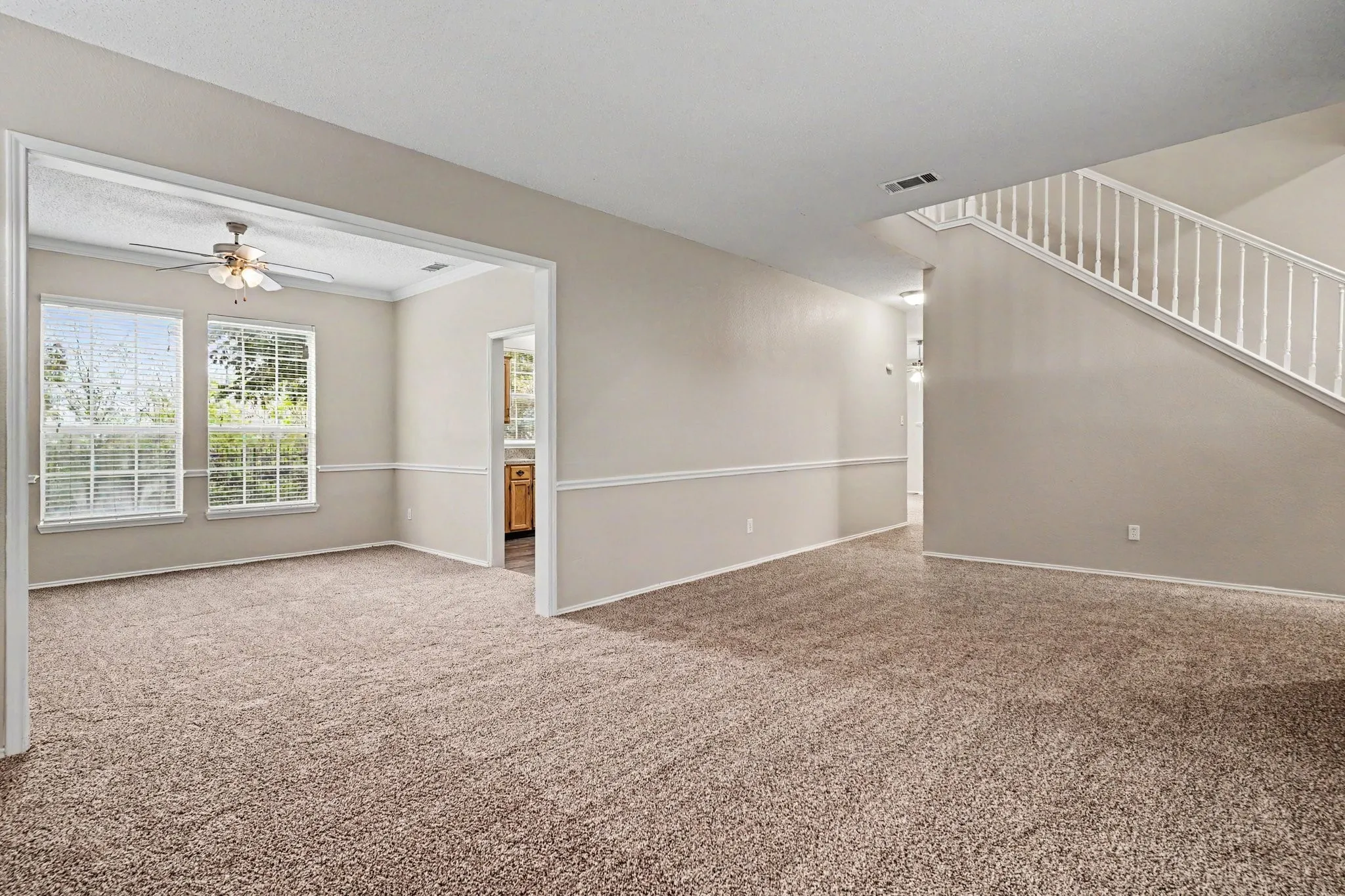View from the formal living room into the formal dining room.
