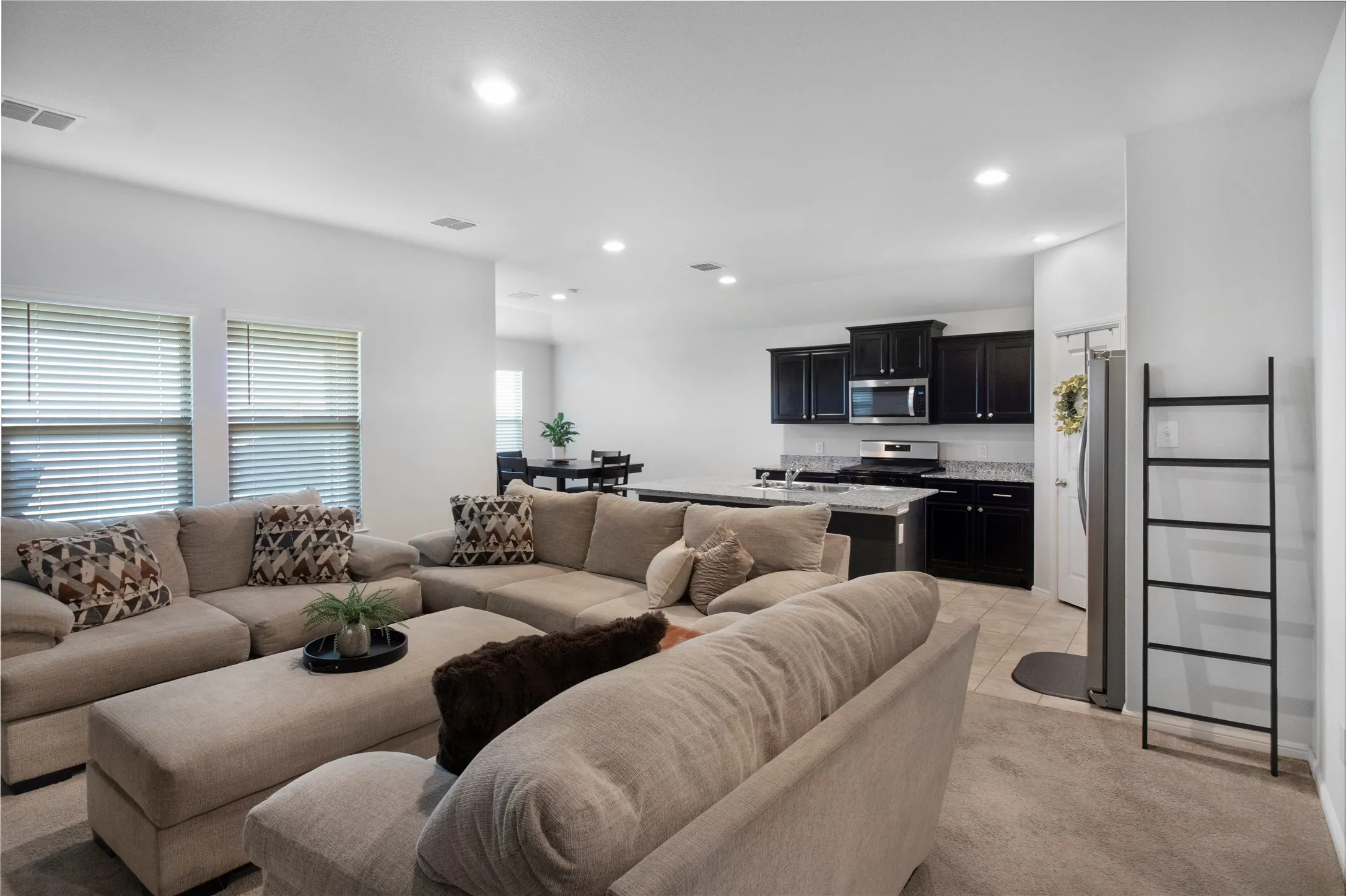 Family Living Room looking towards Kitchen, Nook