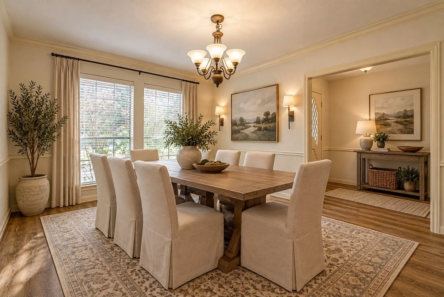 Digitally staged dining room