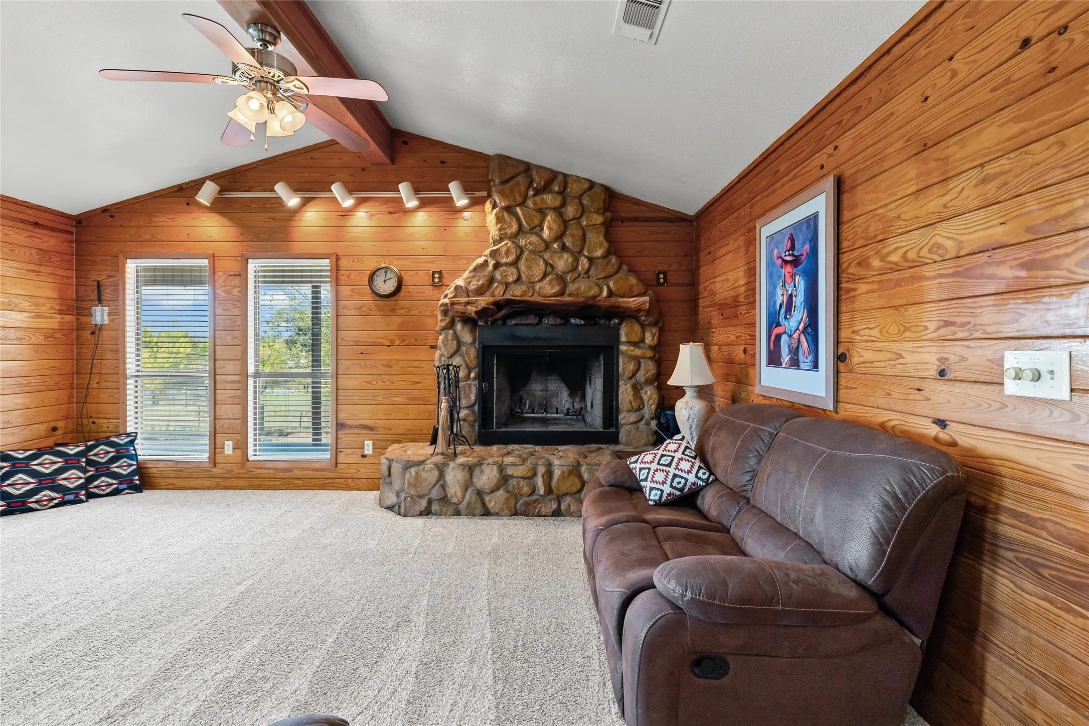 wood burning fireplace