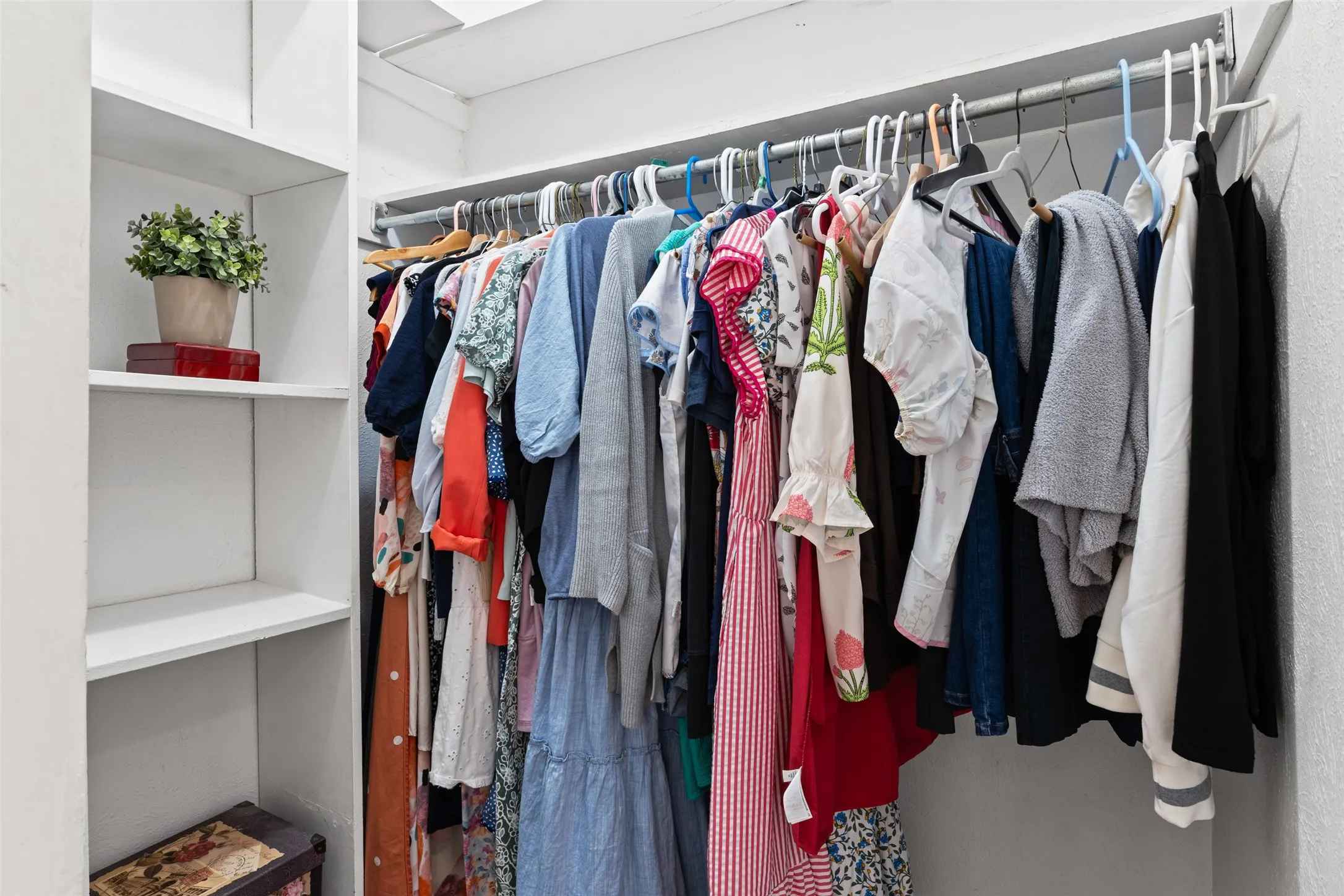 Built-in shelving unit with multiple shelves