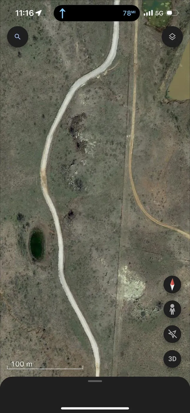 Aerial Map. Depicting land features and access routes on the property