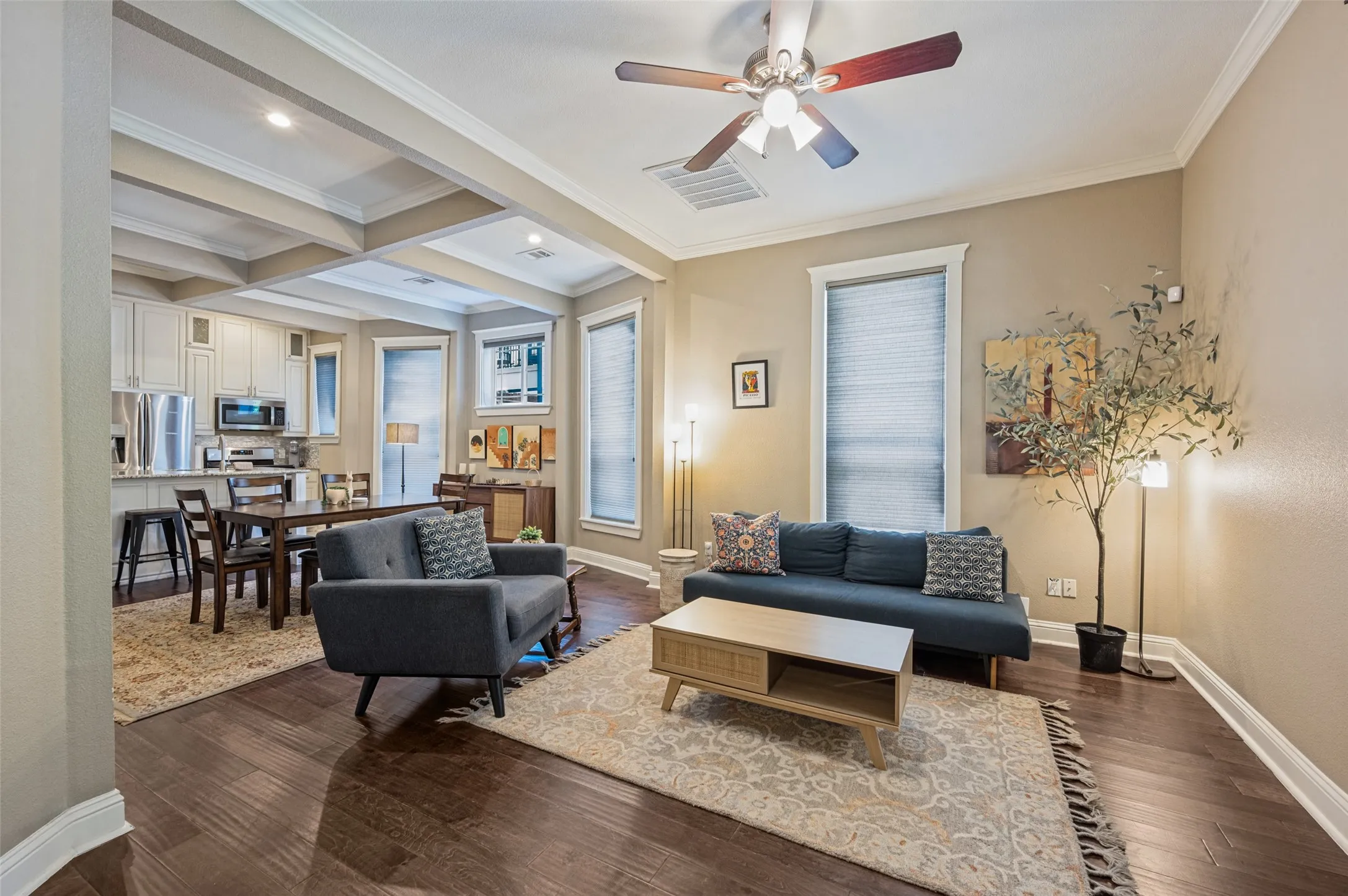 Hardwood-style flooring throughout