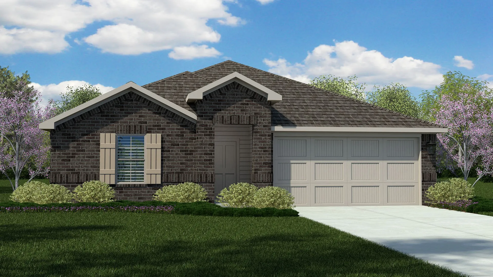 Front Elevation - D.R. Horton's Kingston floorplan elevation A-All Home and community information, including pricing, included features, terms, availability and amenities, are subject to change at any time without notice or obligation. All Drawings, pictures, photographs, video, square footages, floor plans, elevations, features, colors and sizes are approximate for illustration purposes only and will vary from the homes as built.