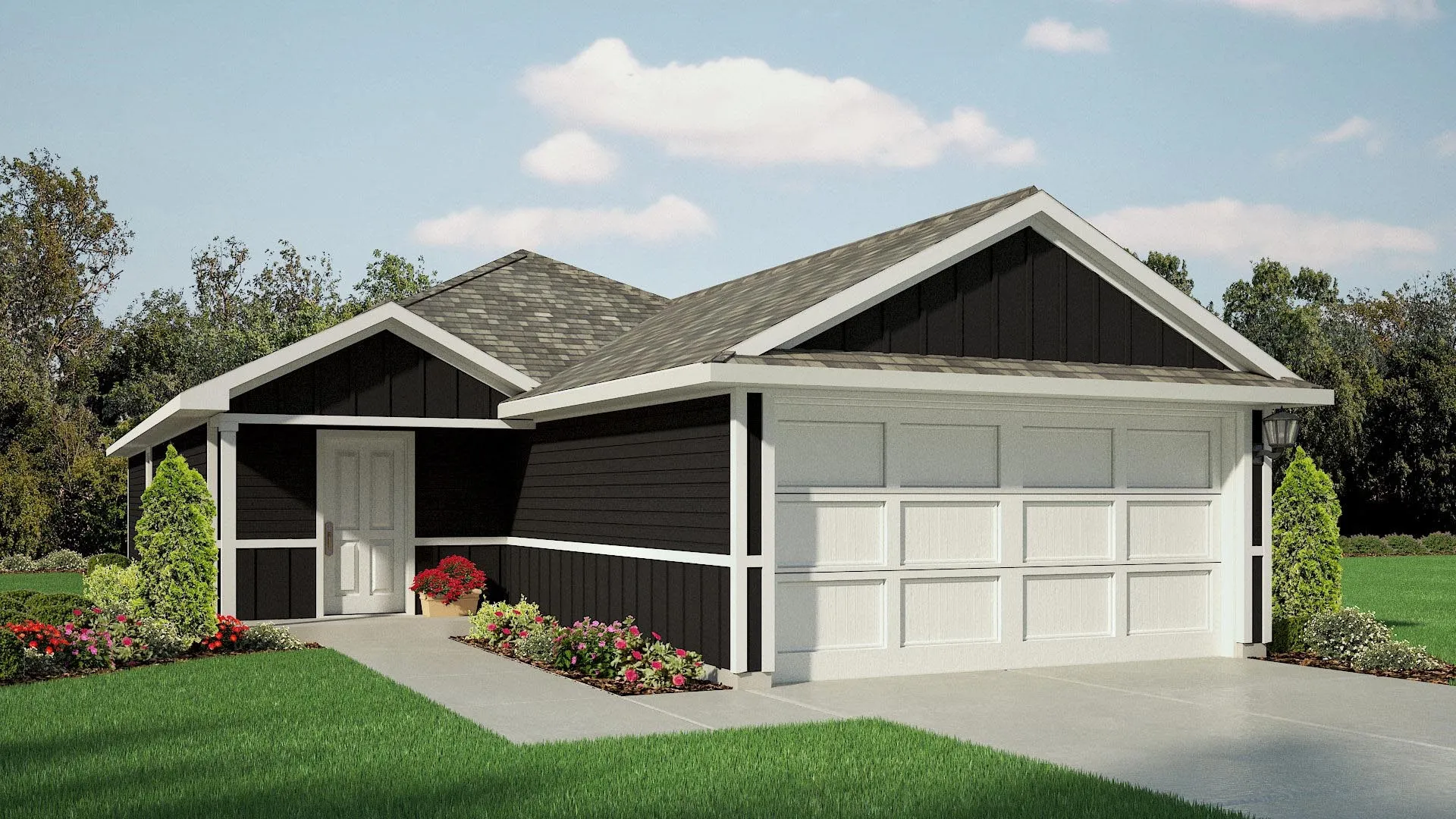 Front Elevation - D.R. Horton's Estero floor plan elevation X-All Home and community information, including pricing, included features, terms, availability and amenities, are subject to change at any time without notice or obligation. All Drawings, pictures, photographs, video, square footages, floor plans, elevations, features, colors and sizes are approximate for illustration purposes only and will vary from the homes as built.