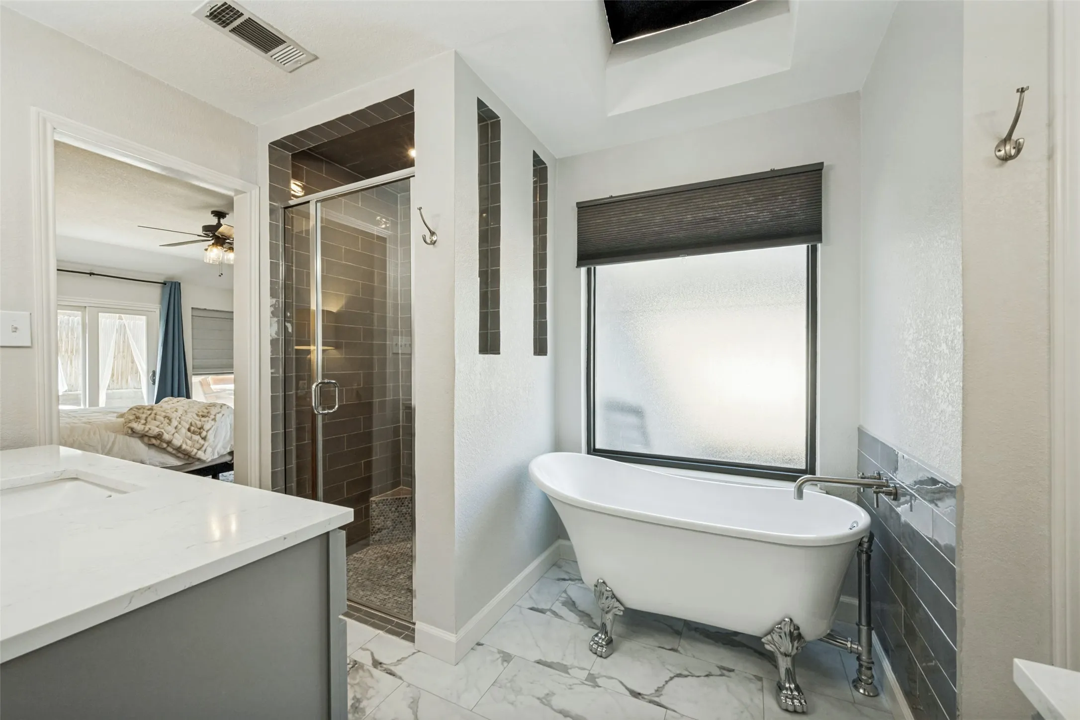 Stunning Shower and Stand-alone Tub