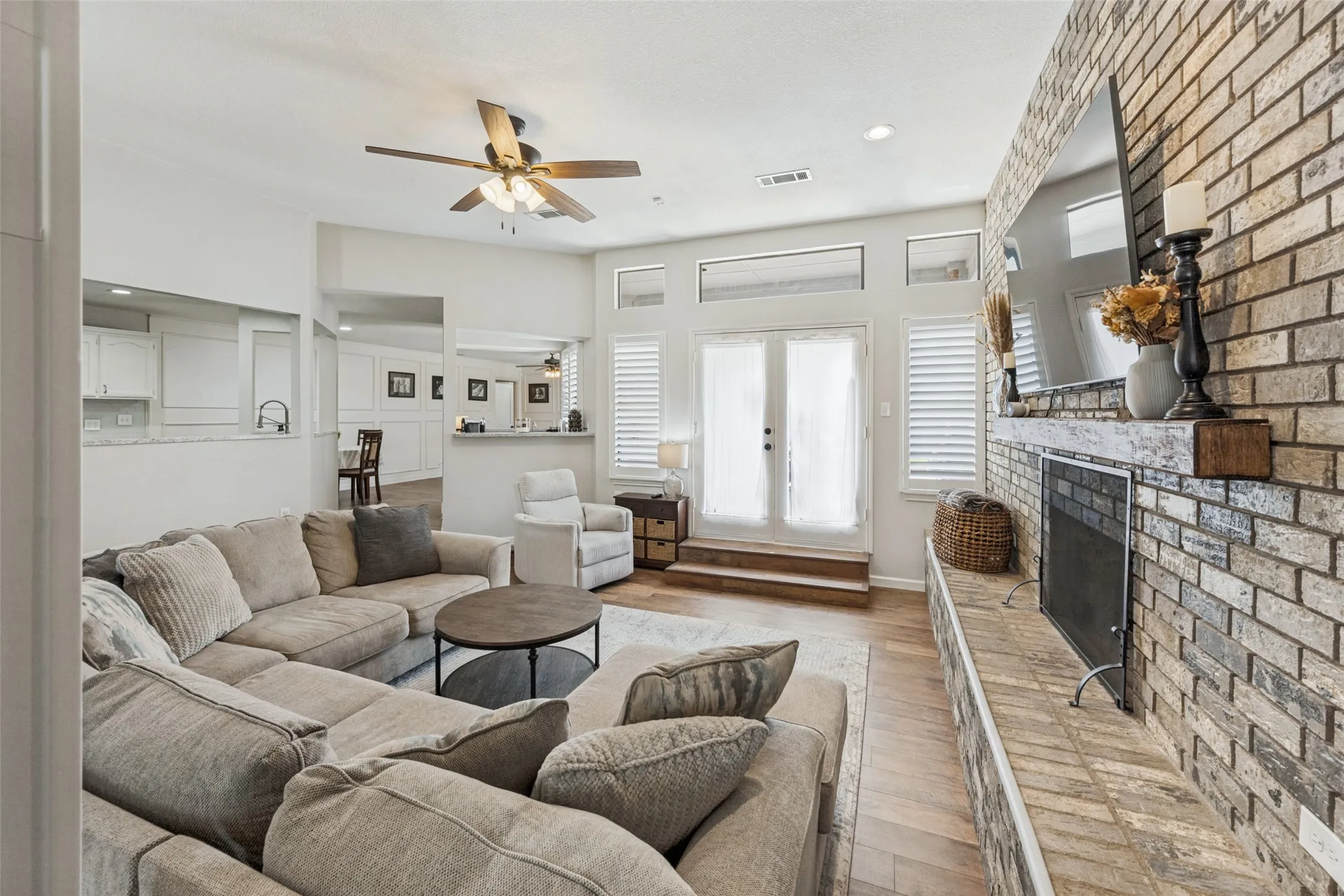 Living Room with Laminate Wood Flooring