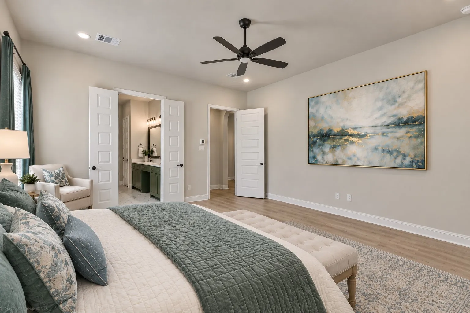 Wood-finish flooring throughout