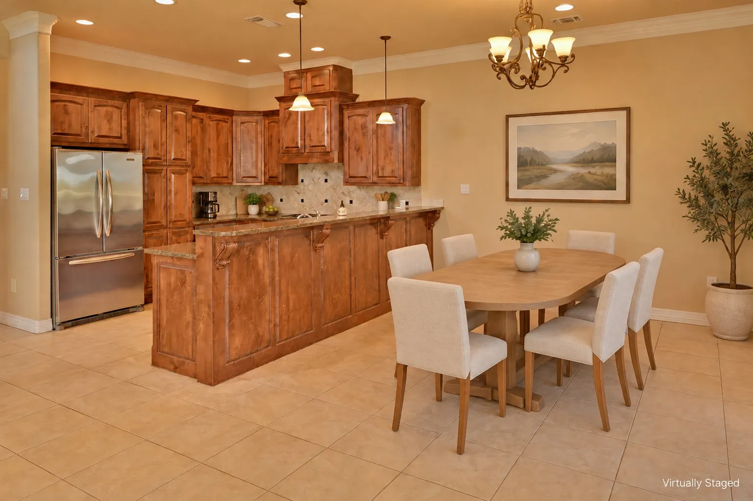 Dining area and kitchen.