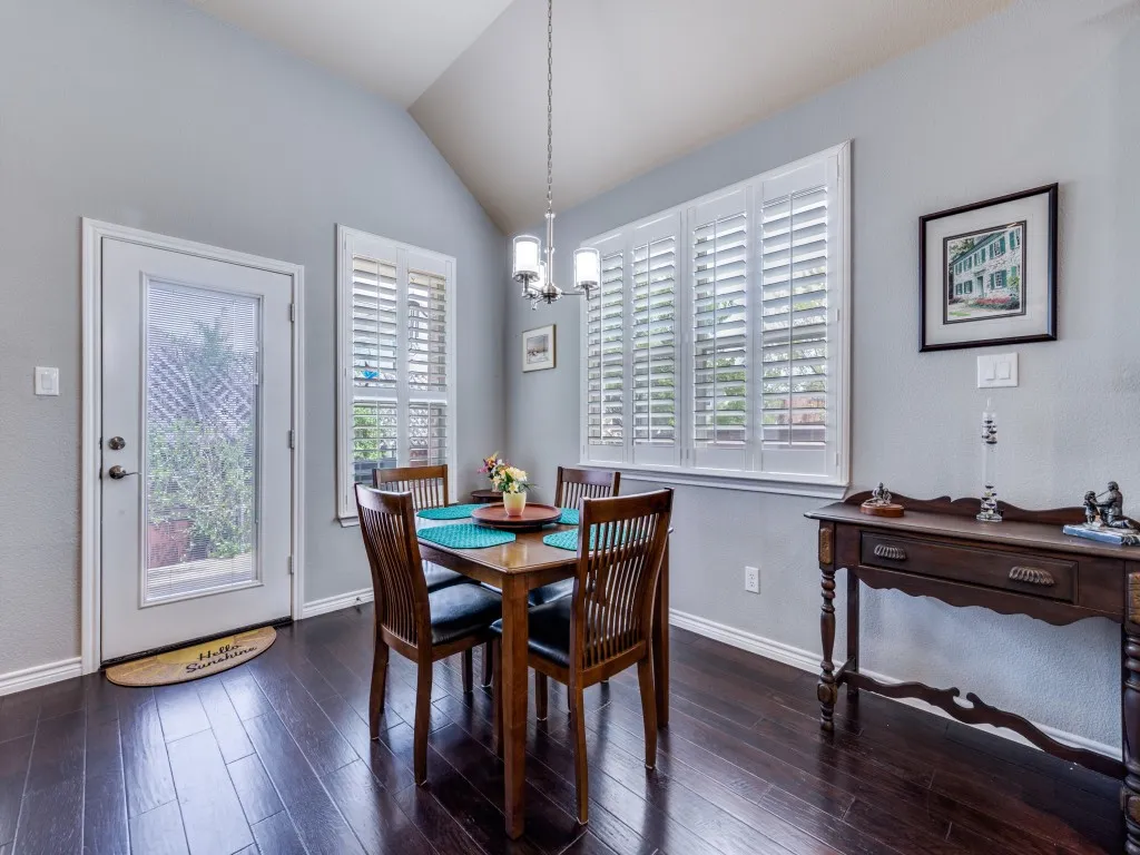 A cheerful breakfast nook offers the perfect spot for casual dining and morning coffee