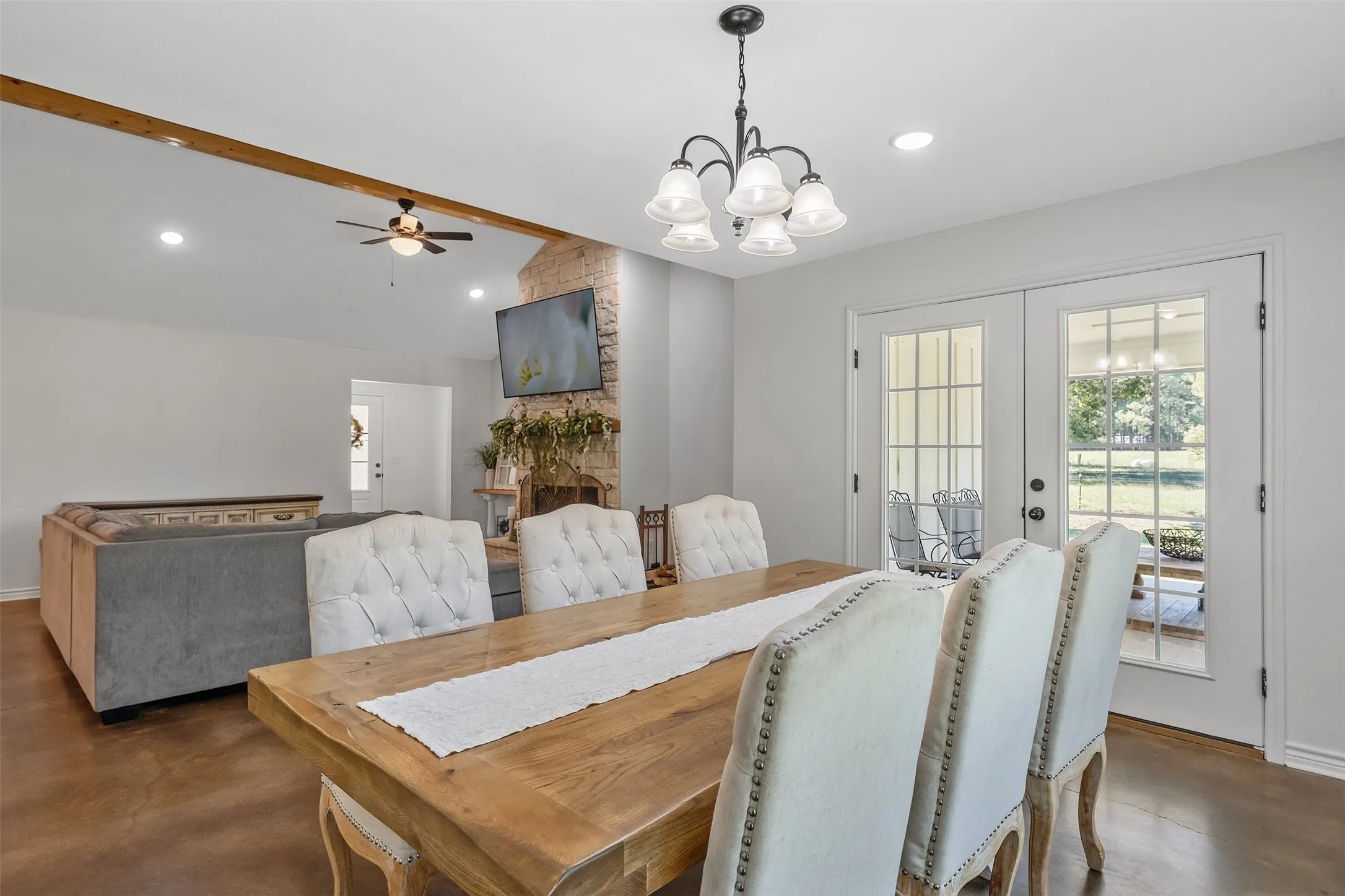 French doors with transom windows