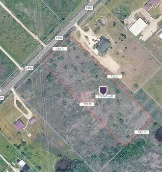 Aerial map by Google showing the property boundaries and dimensions