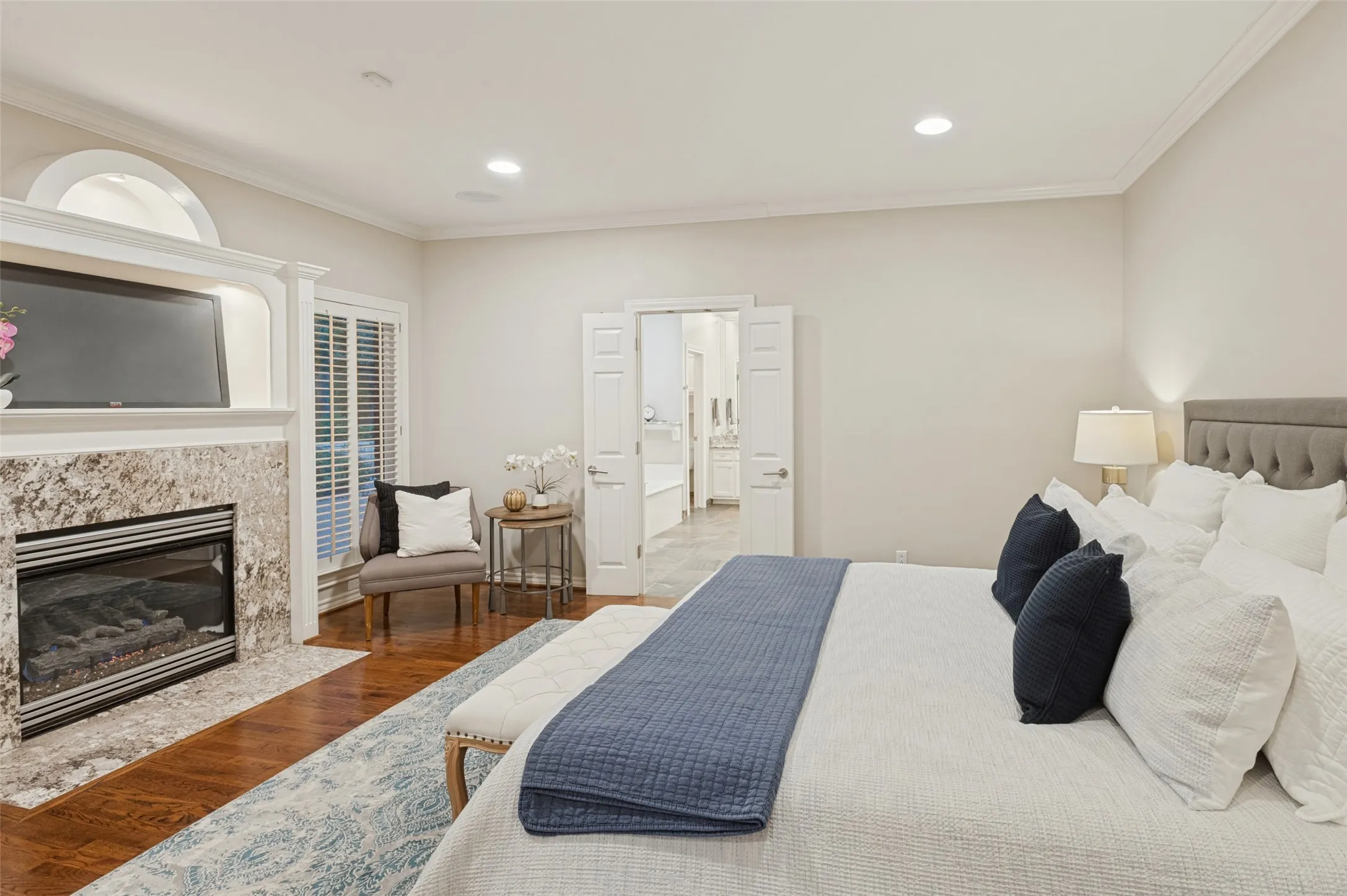 Master bedroom with fireplace