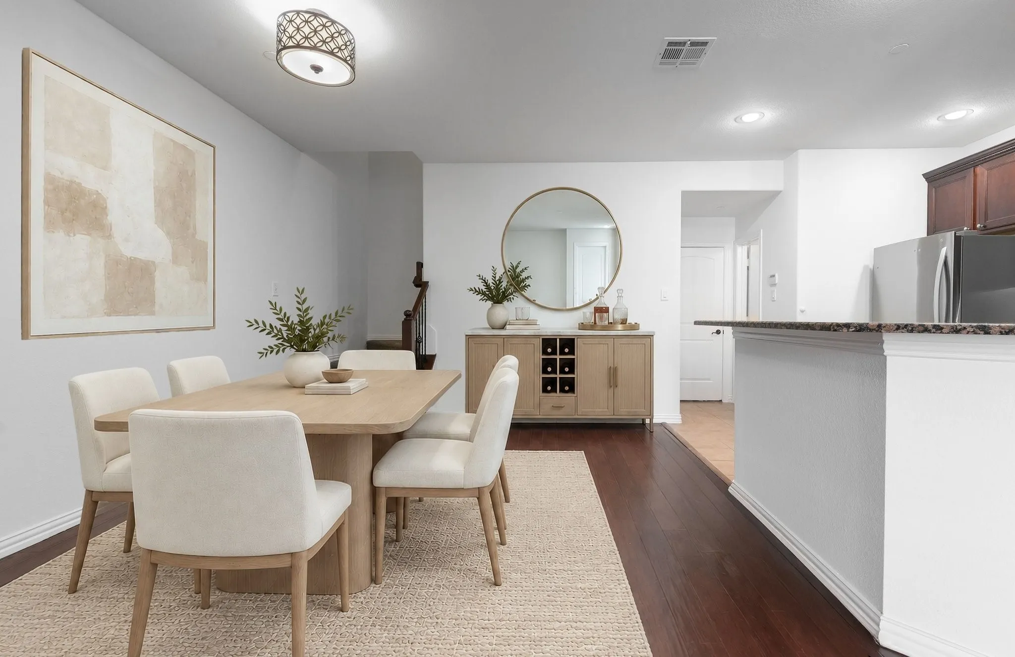 Virtually staged dining room.