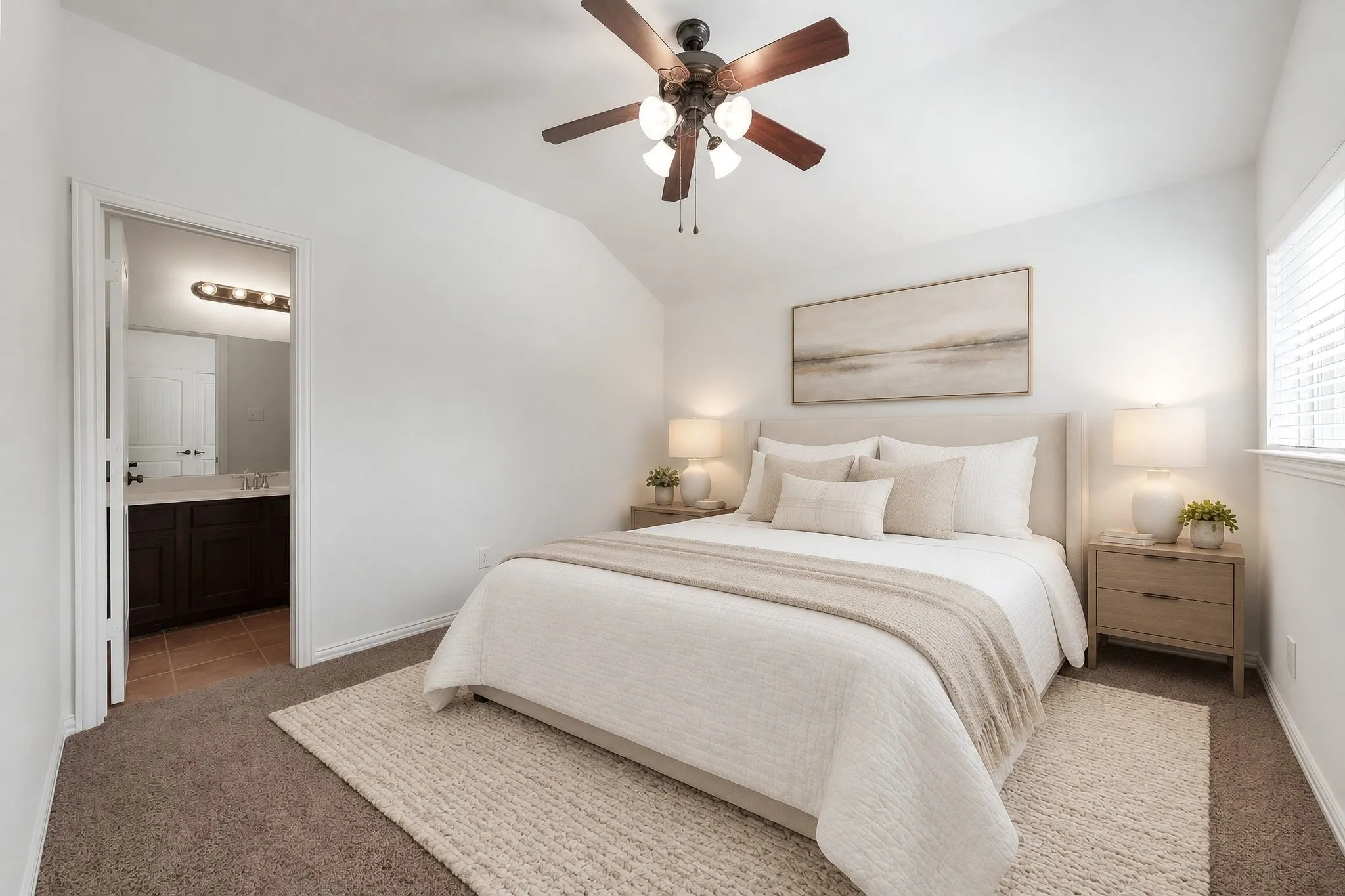 Virtually staged 2nd-Bedroom Suite with ensuite bathroom.