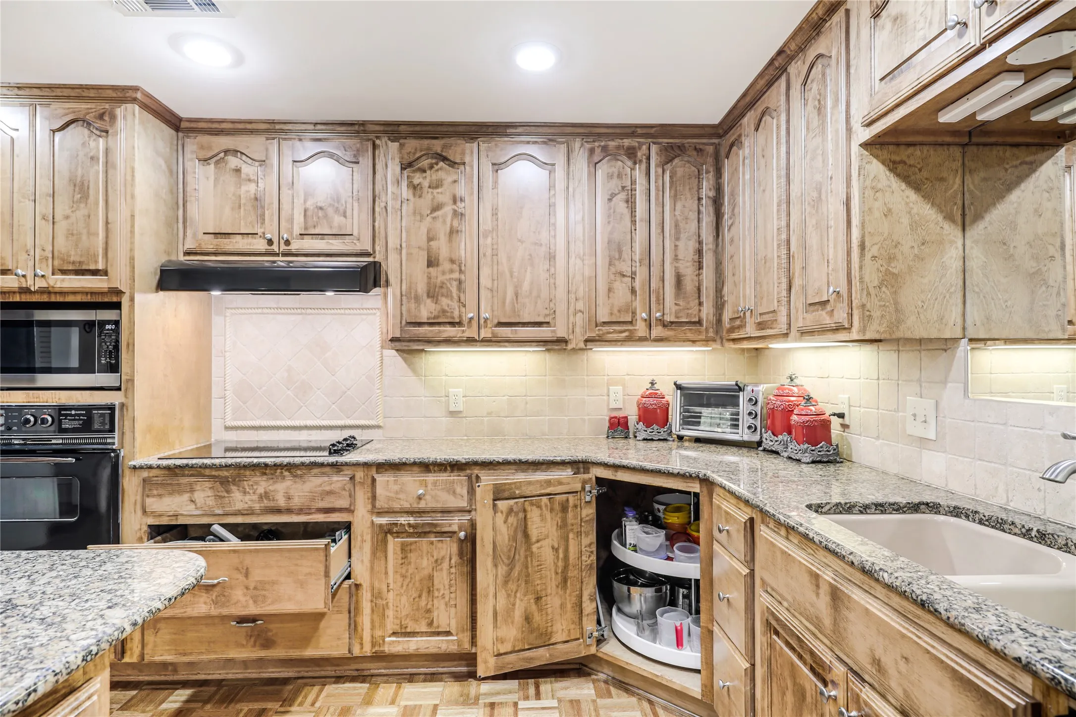 Other views of the custom cabinets for storage!