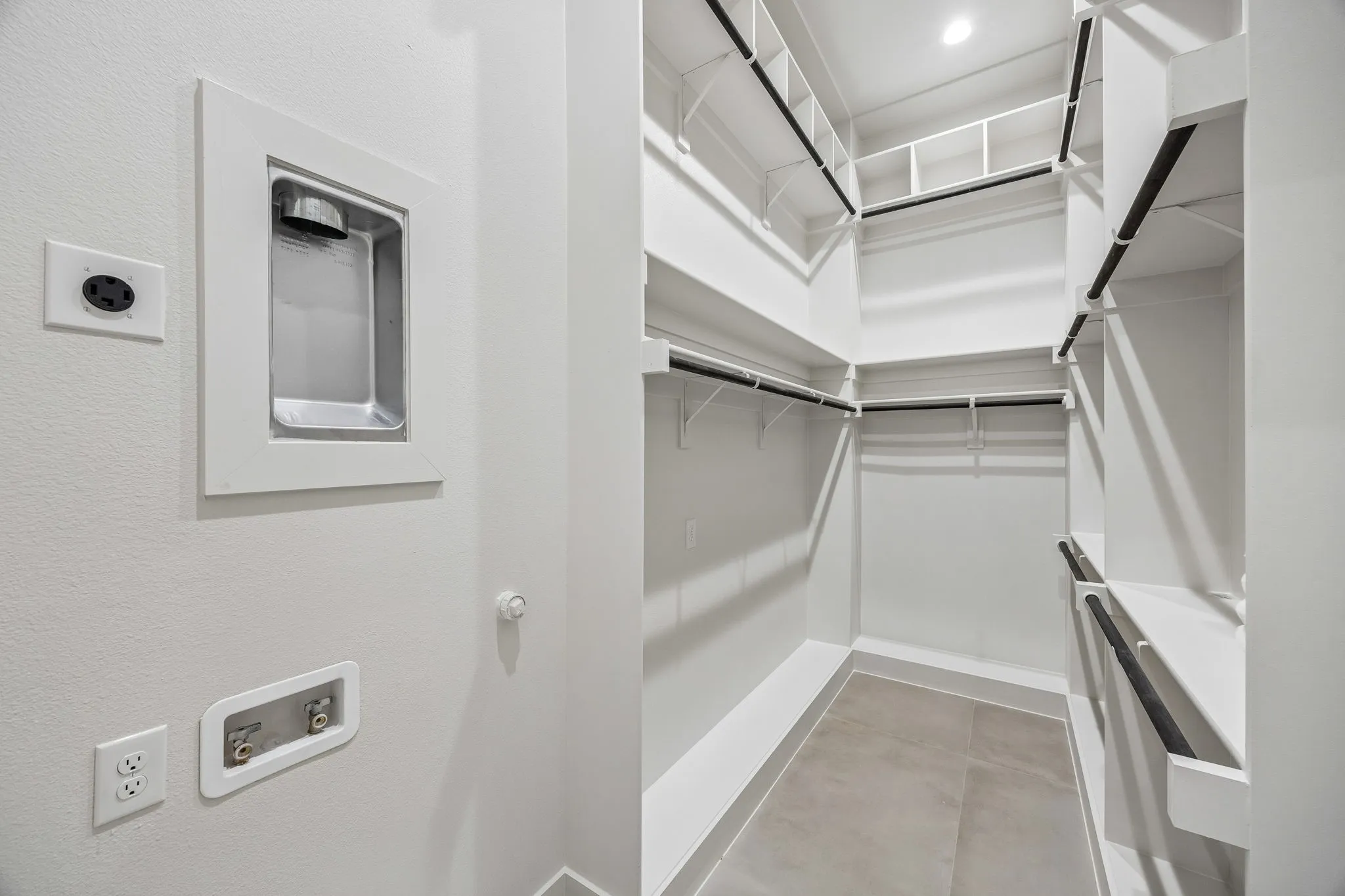 Private laundry connection in closet